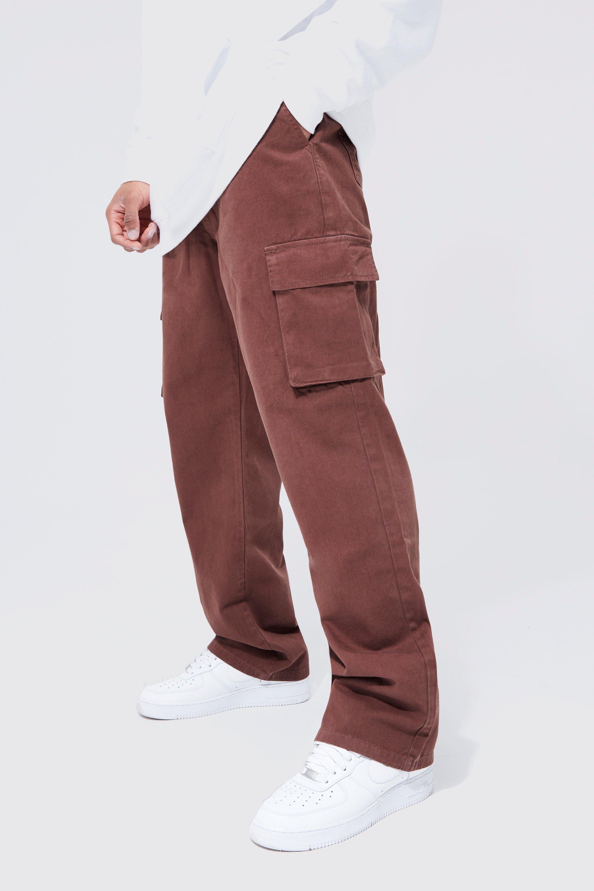 pantalon chino cargo homme - brun - m, brun
