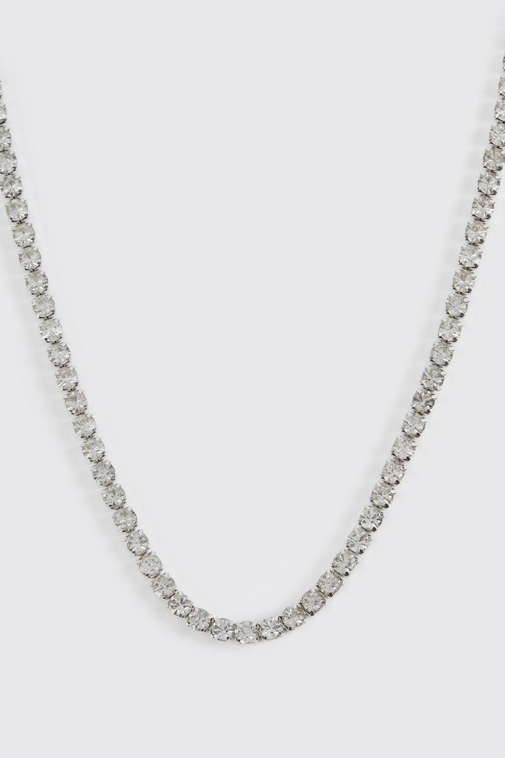 Mens Silver Iced Chain Necklace