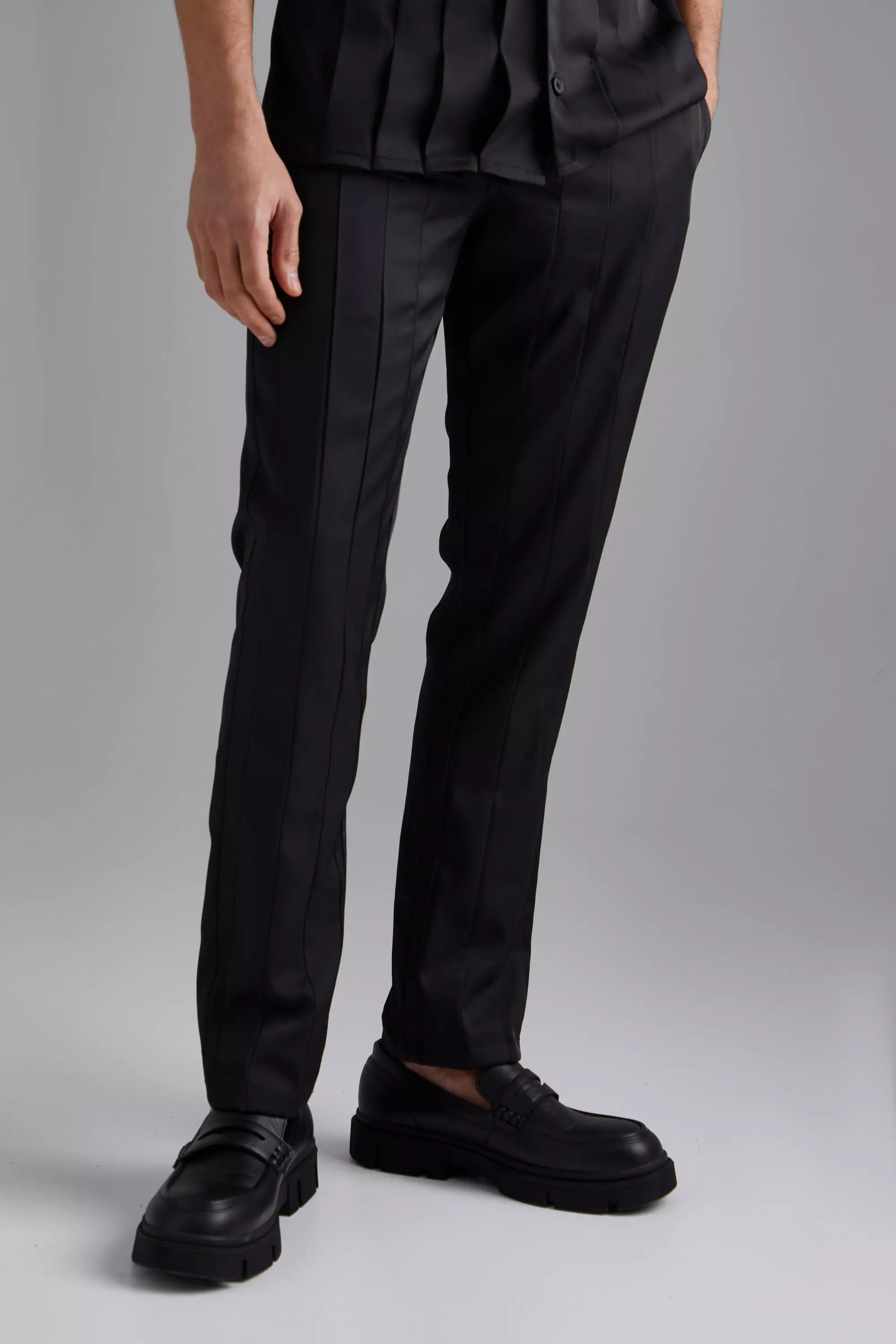 Slim Fit Pleated Trousers