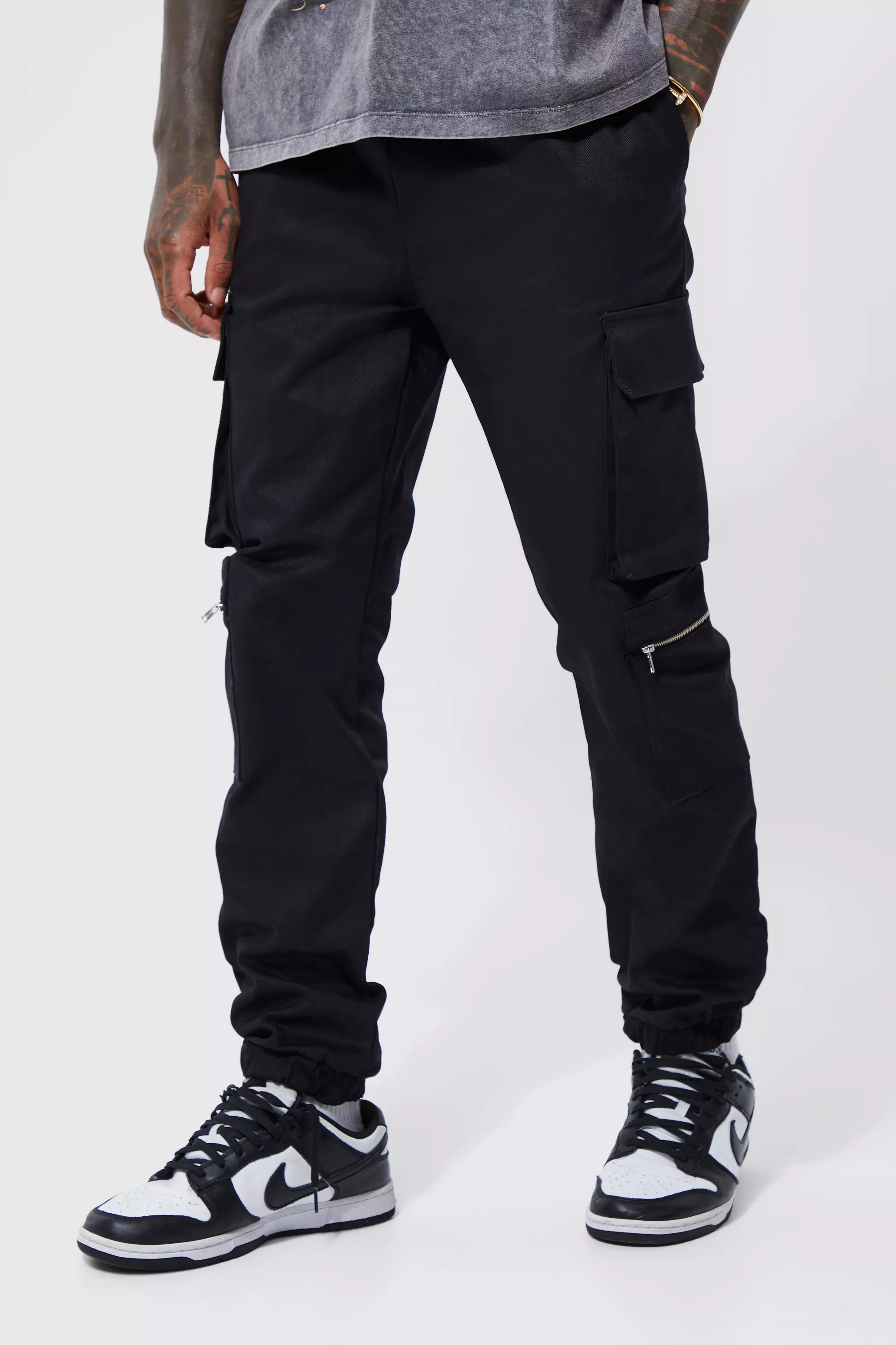 Men's Black Cargo Trousers