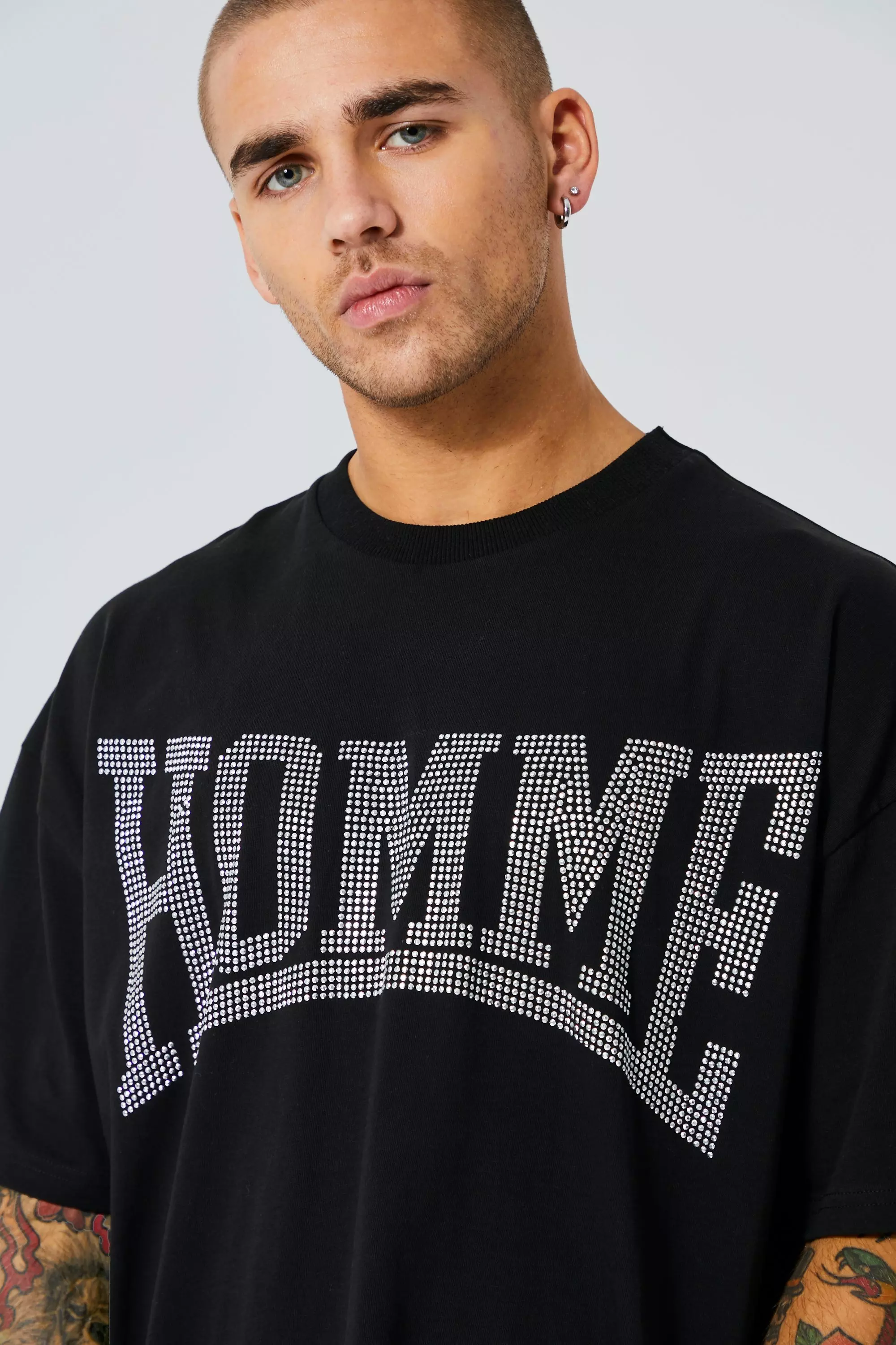 Byg op Devise kompakt Oversized Homme Rhinestone T-shirt | boohooMAN USA
