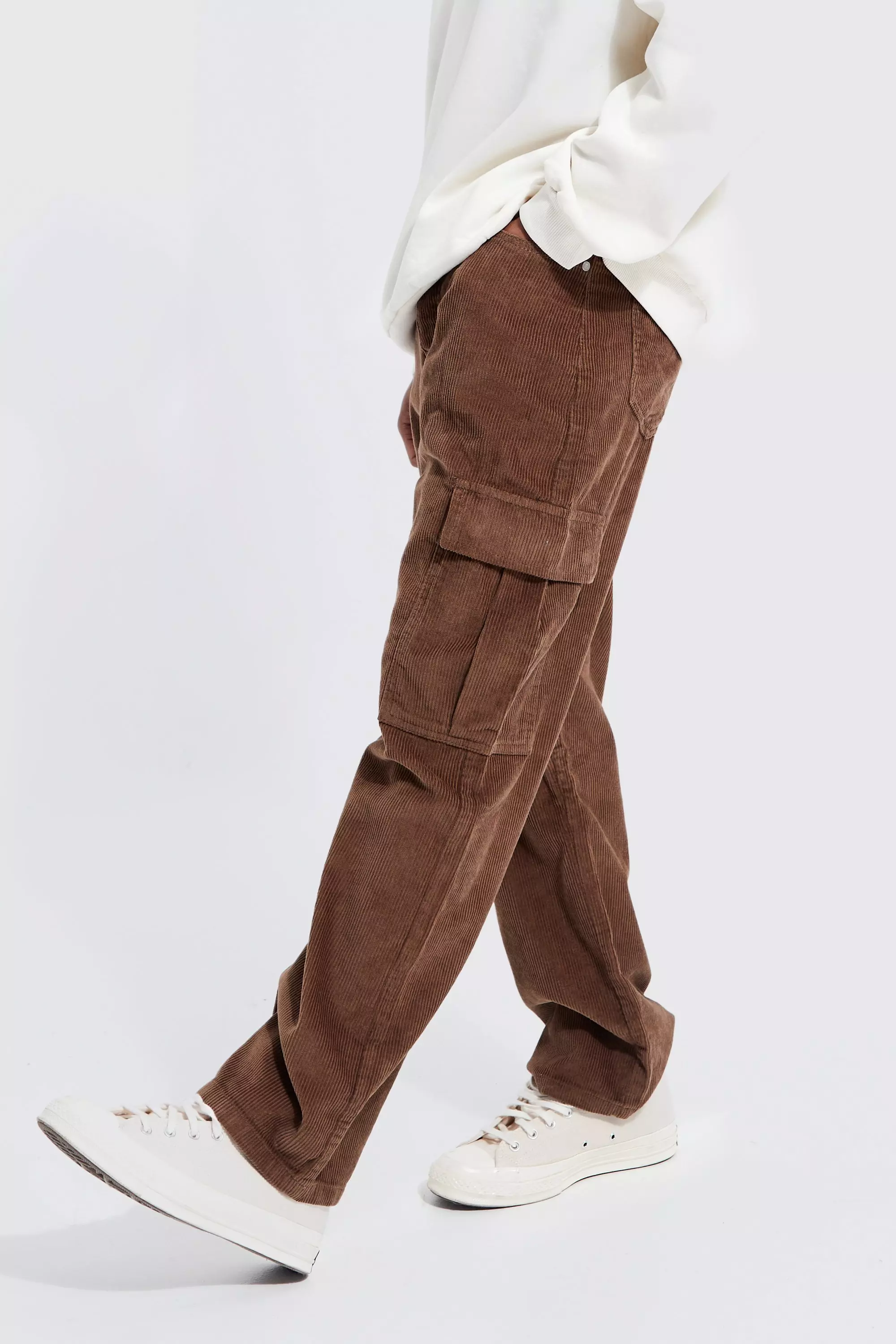 Relaxed 3d Cargo Cord Trouser | boohooMAN USA