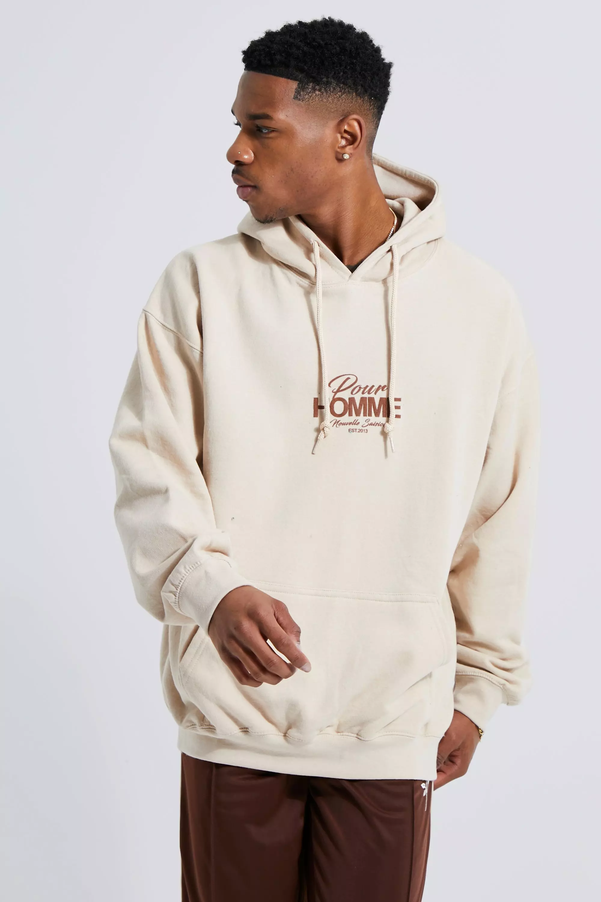 Hoodie beige online homme