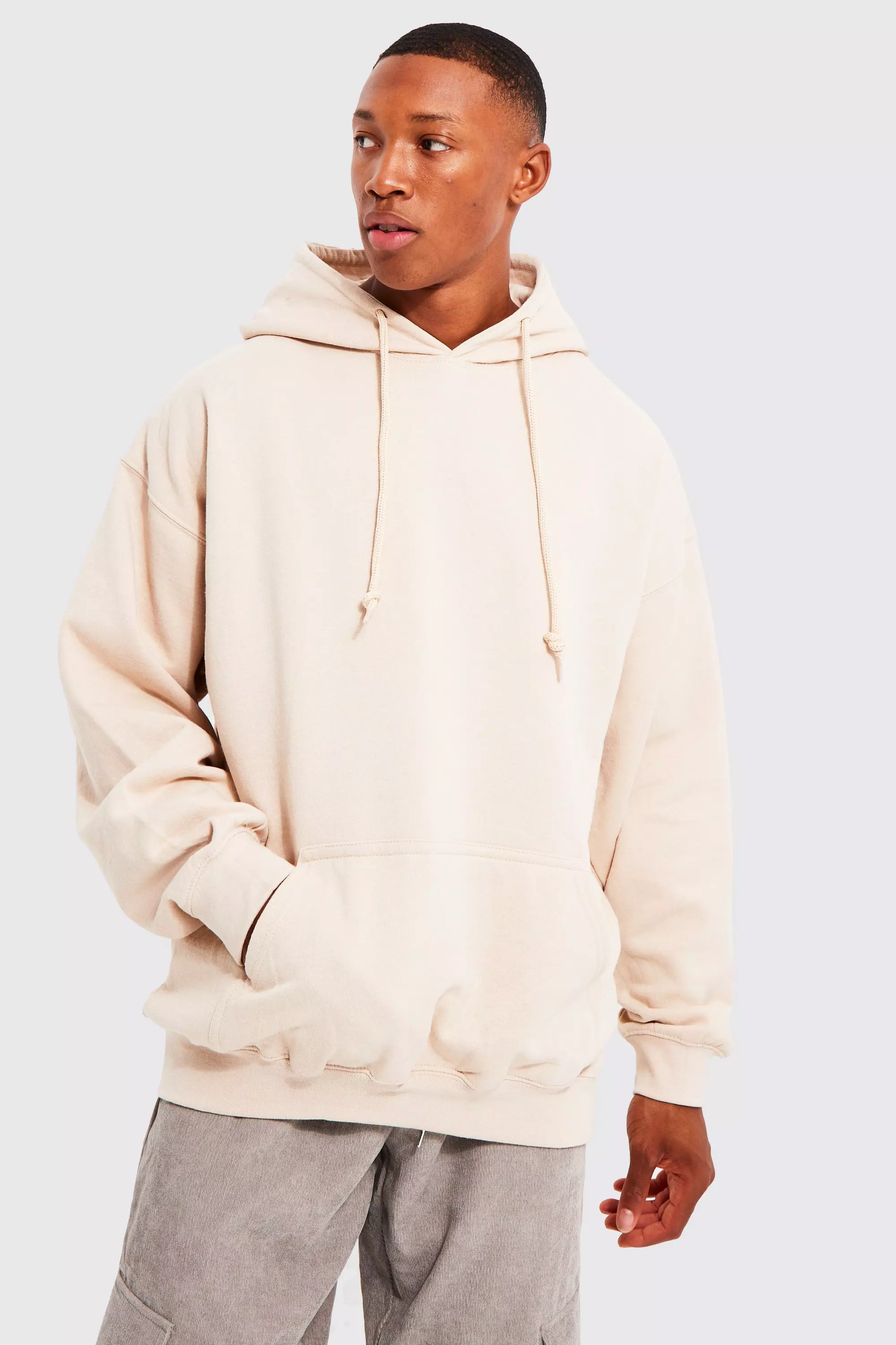 Oversized Pour Homme Print Hoodie | boohooMAN