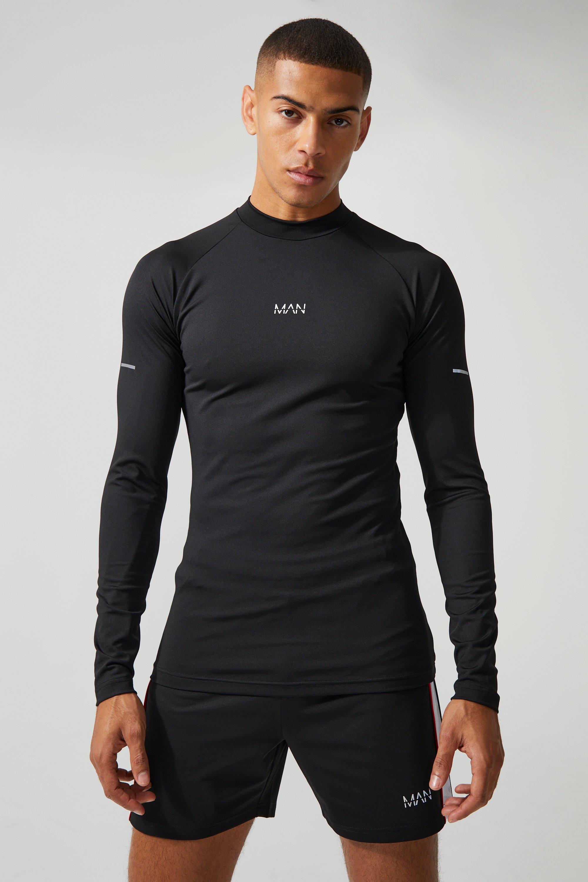 Mens Black Man Active Compression Training Top, Black