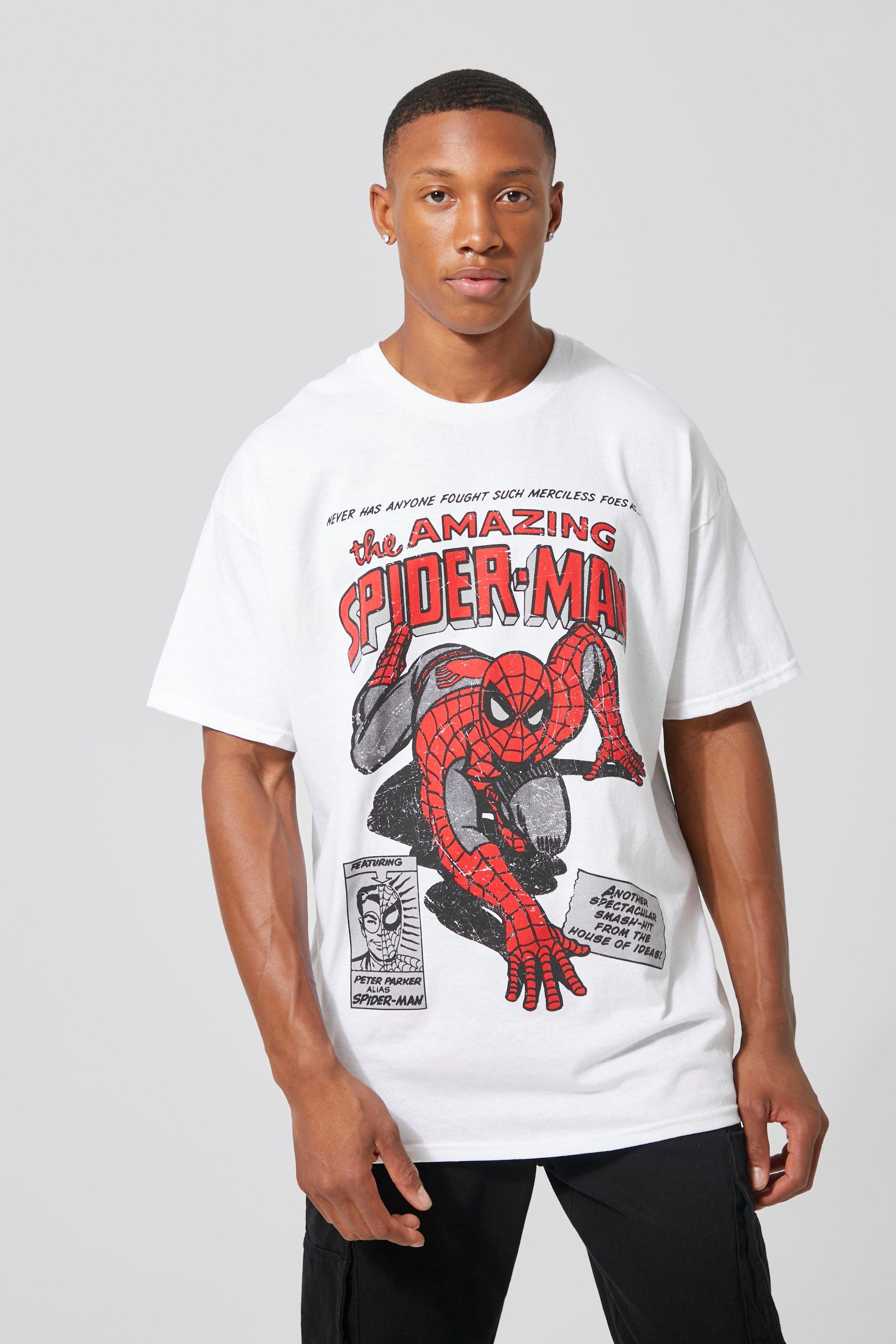 Image of T-shirt oversize ufficiale Spiderman, Bianco
