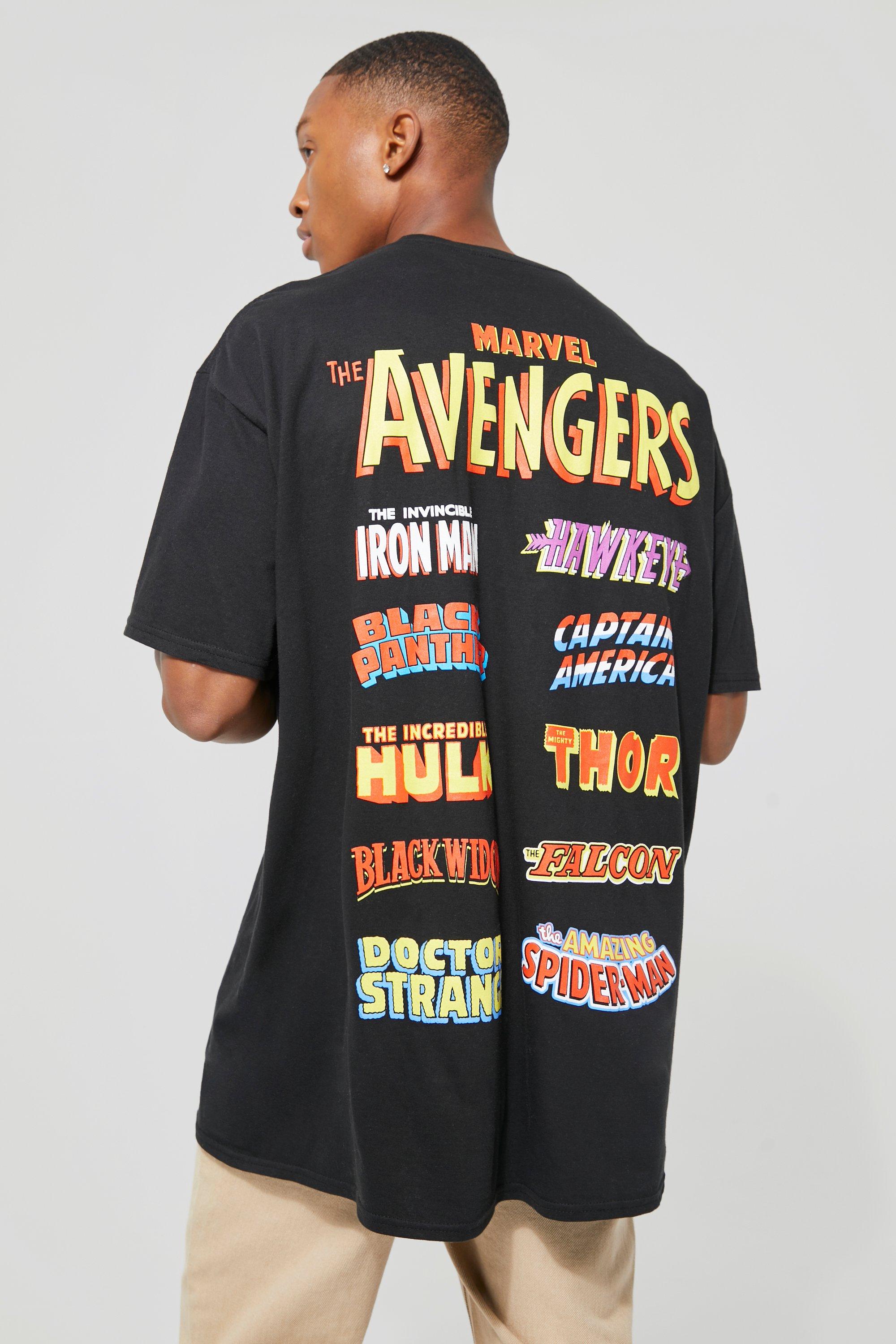 Image of T-shirt oversize ufficiale Marvel Avengers, Nero