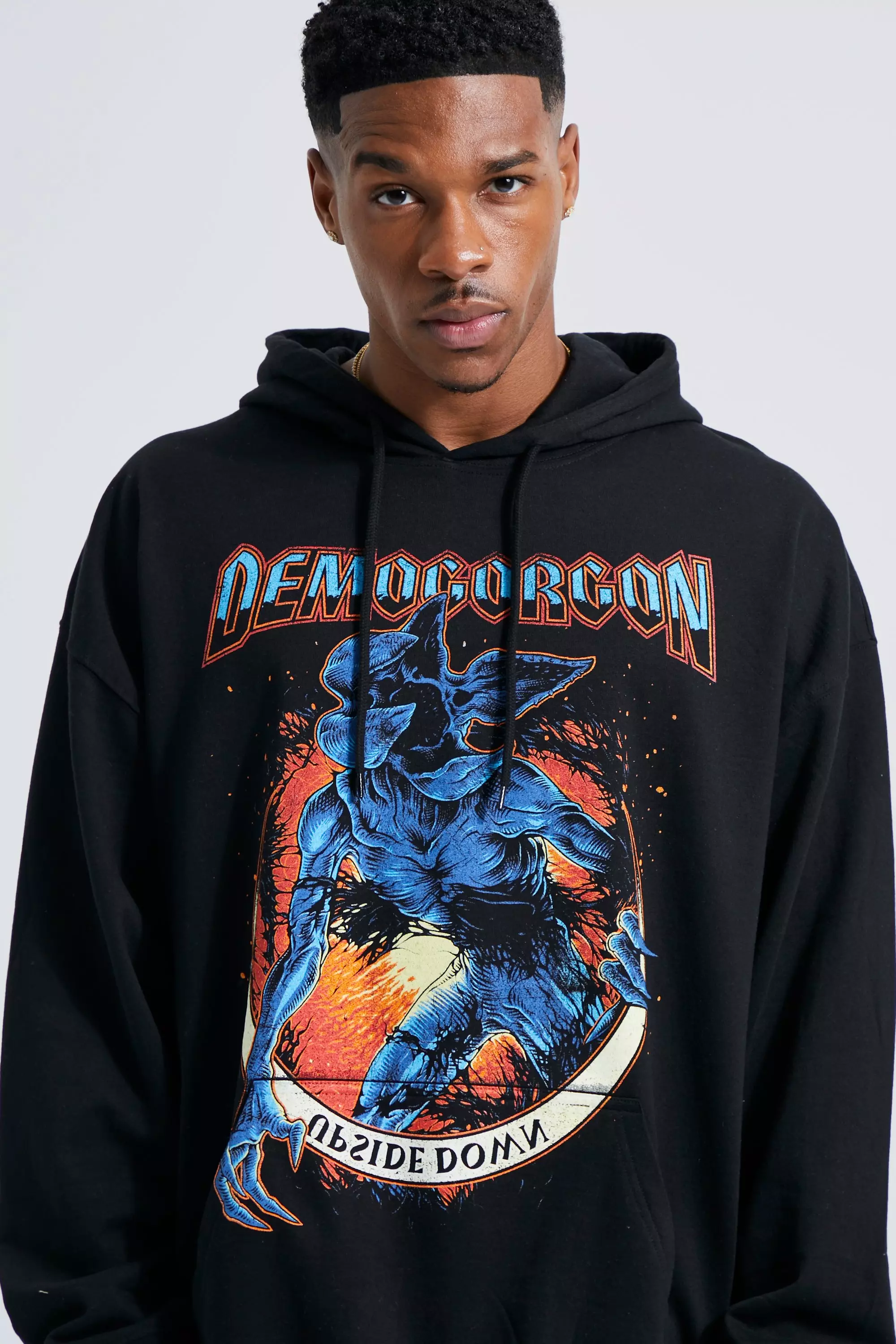 Oversized Stranger Things License Hoodie boohooMAN USA