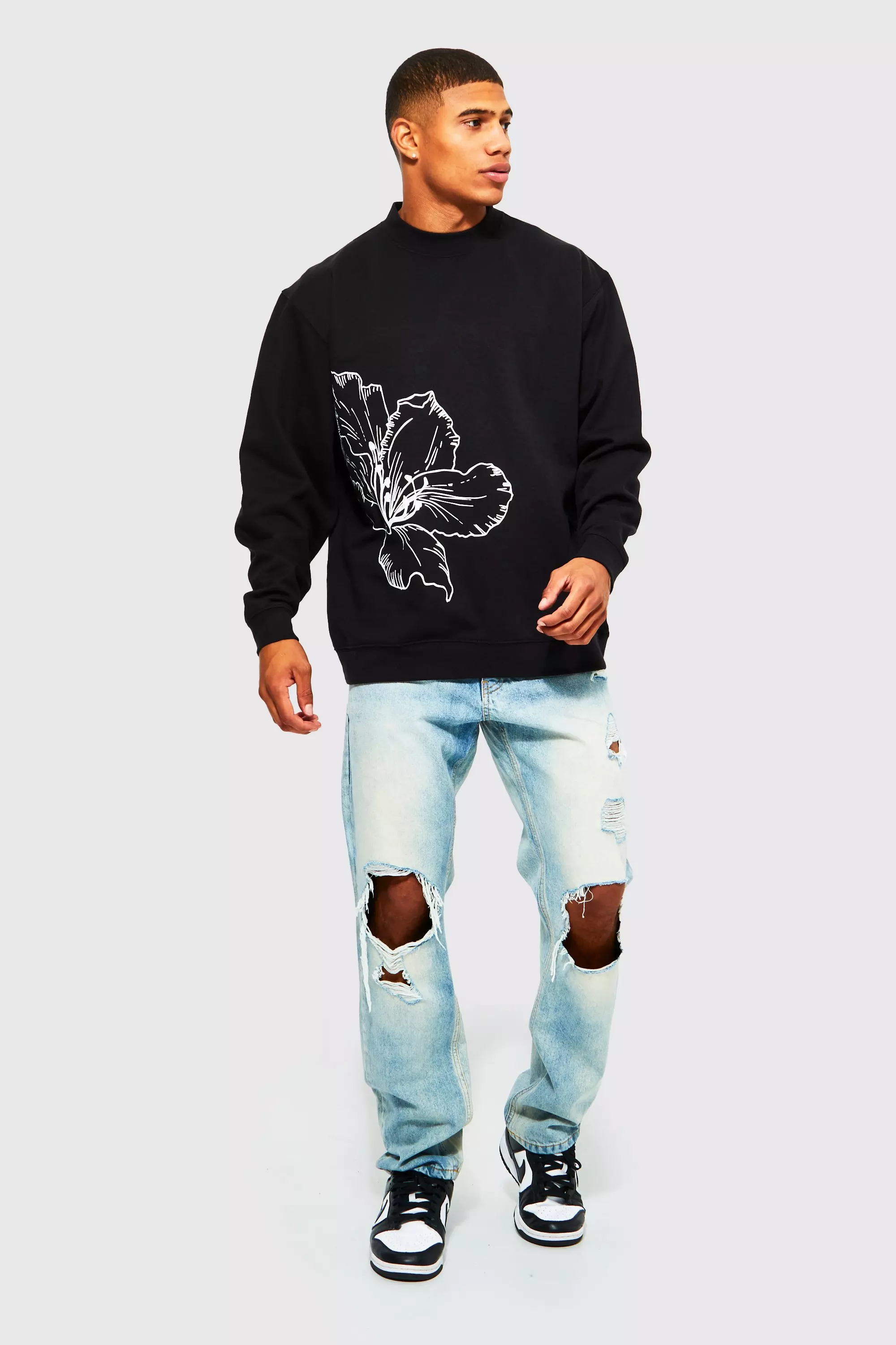 Oversized Printed Sweatshirt - Floral