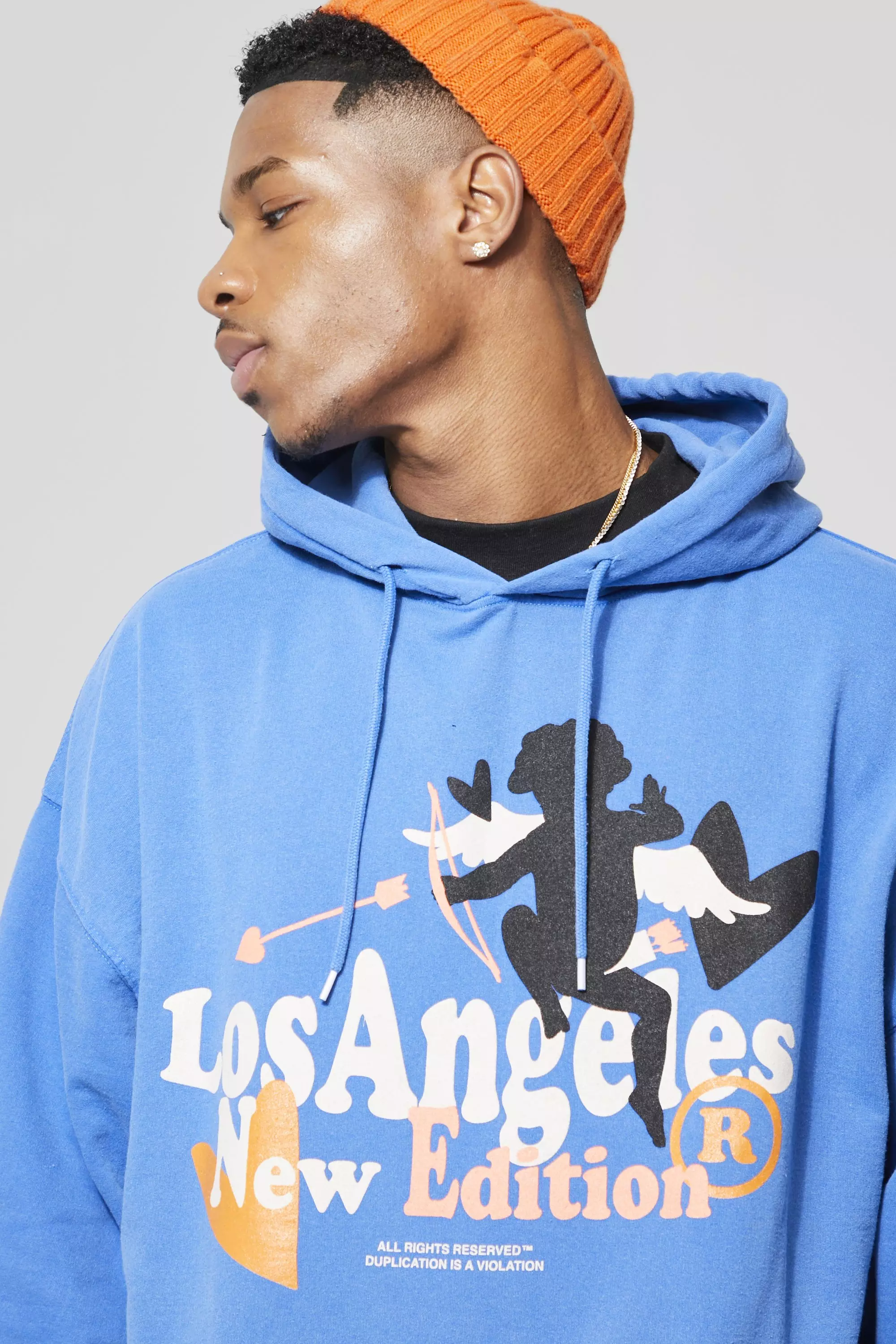 Oversized Los Angeles Printed Hoodie | boohooMAN USA