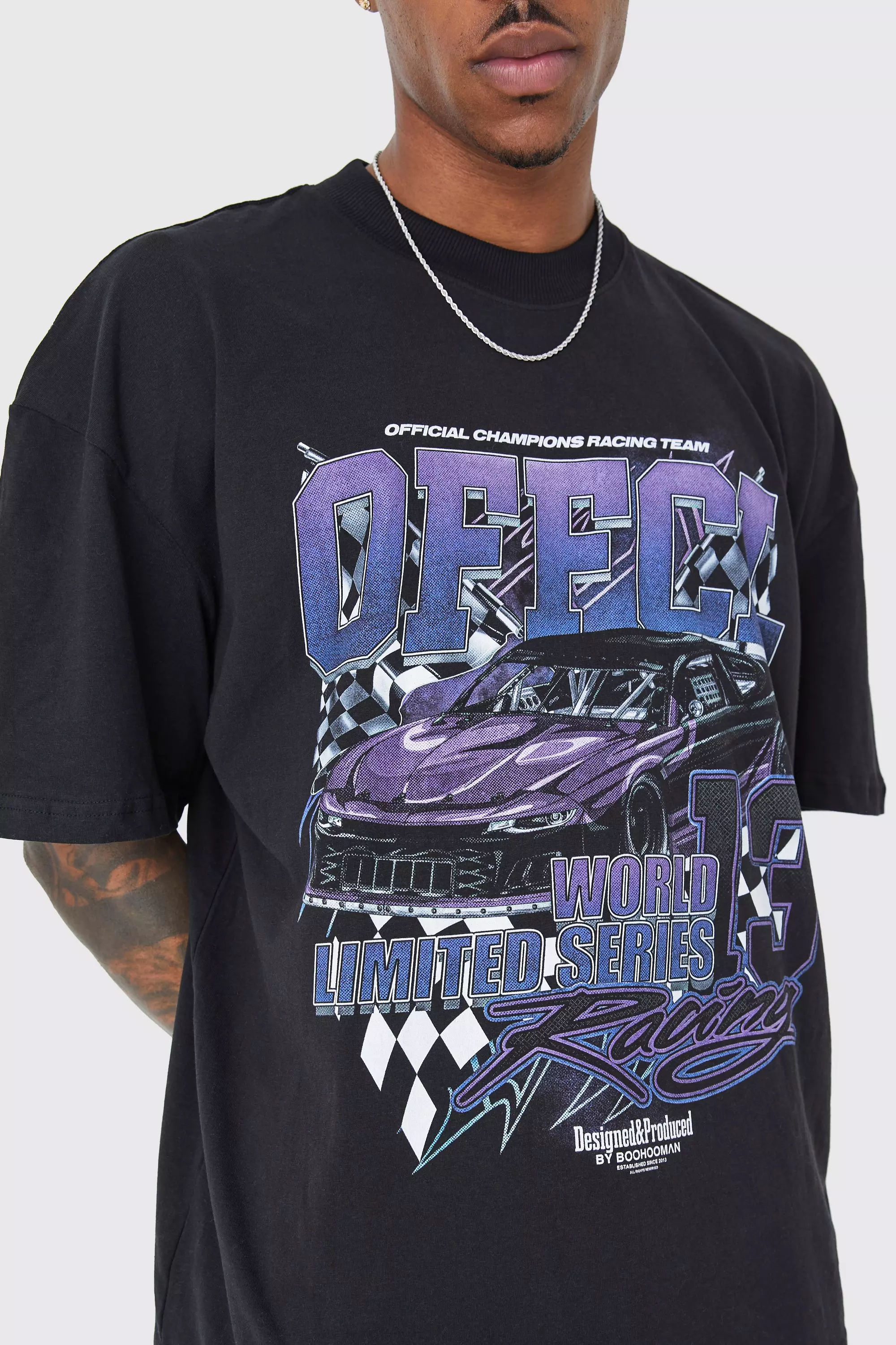 boohooMAN Men's Oversized Car Graphic T-Shirt