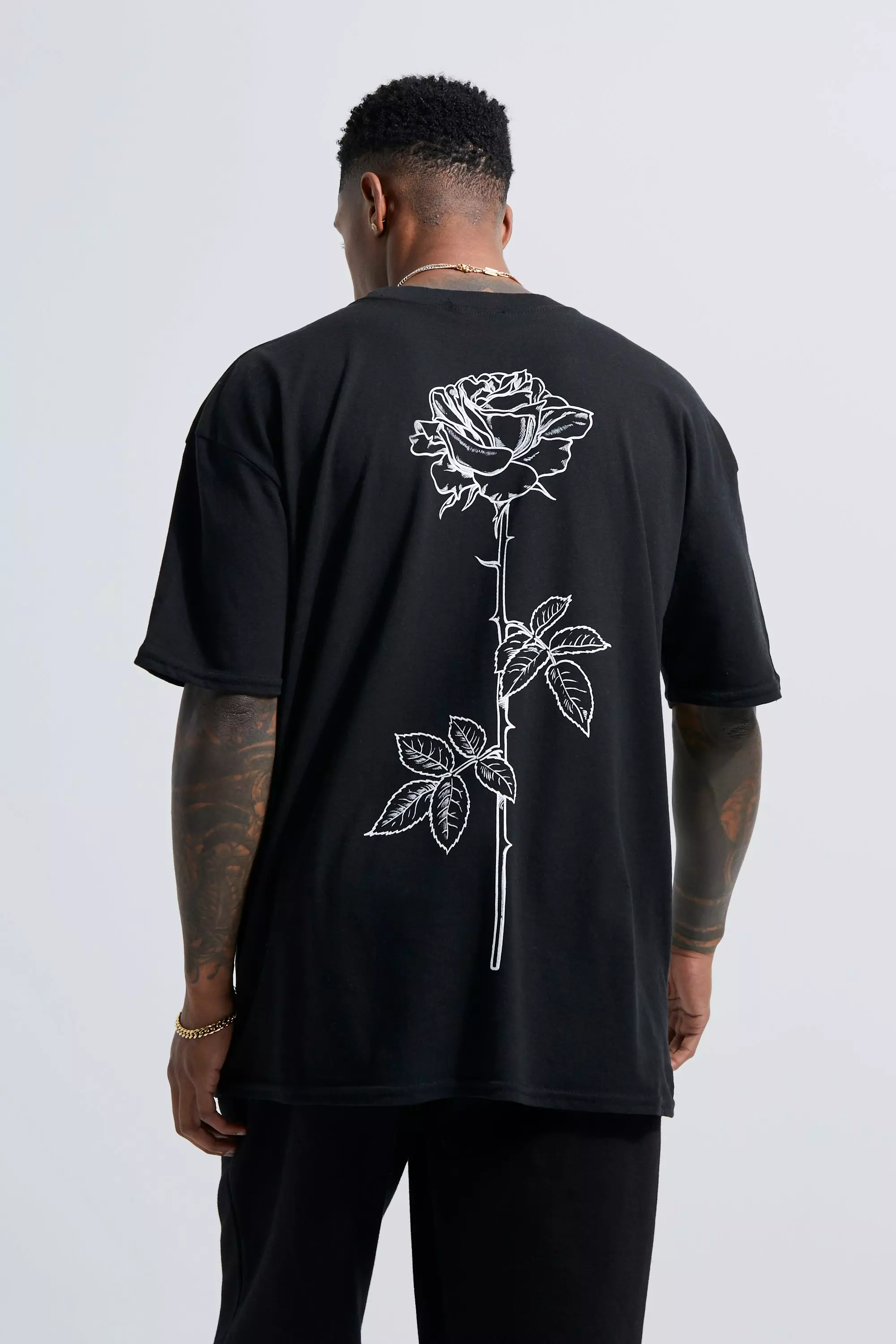 Mens rose best sale print t shirt