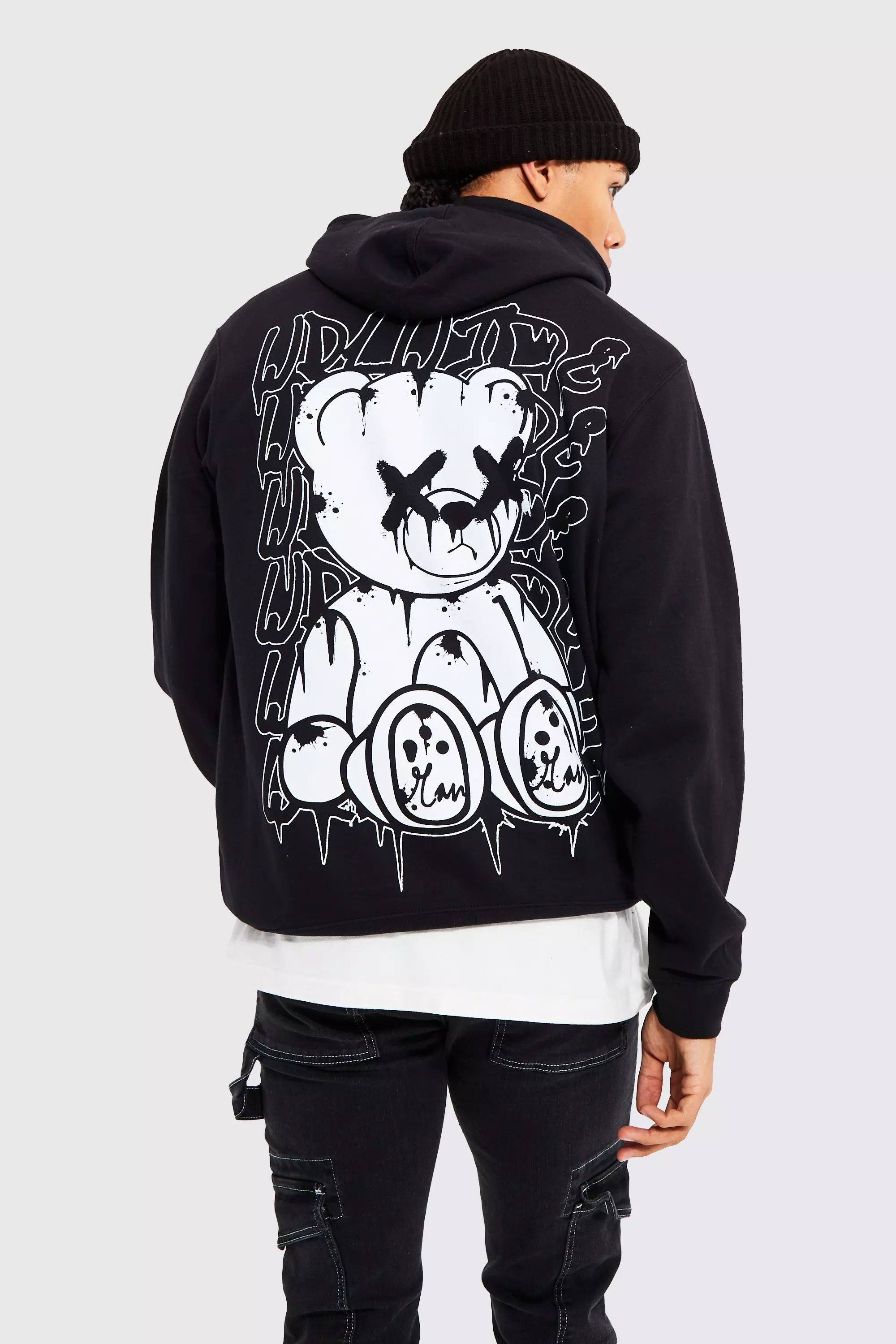 Printed teddy hoodie