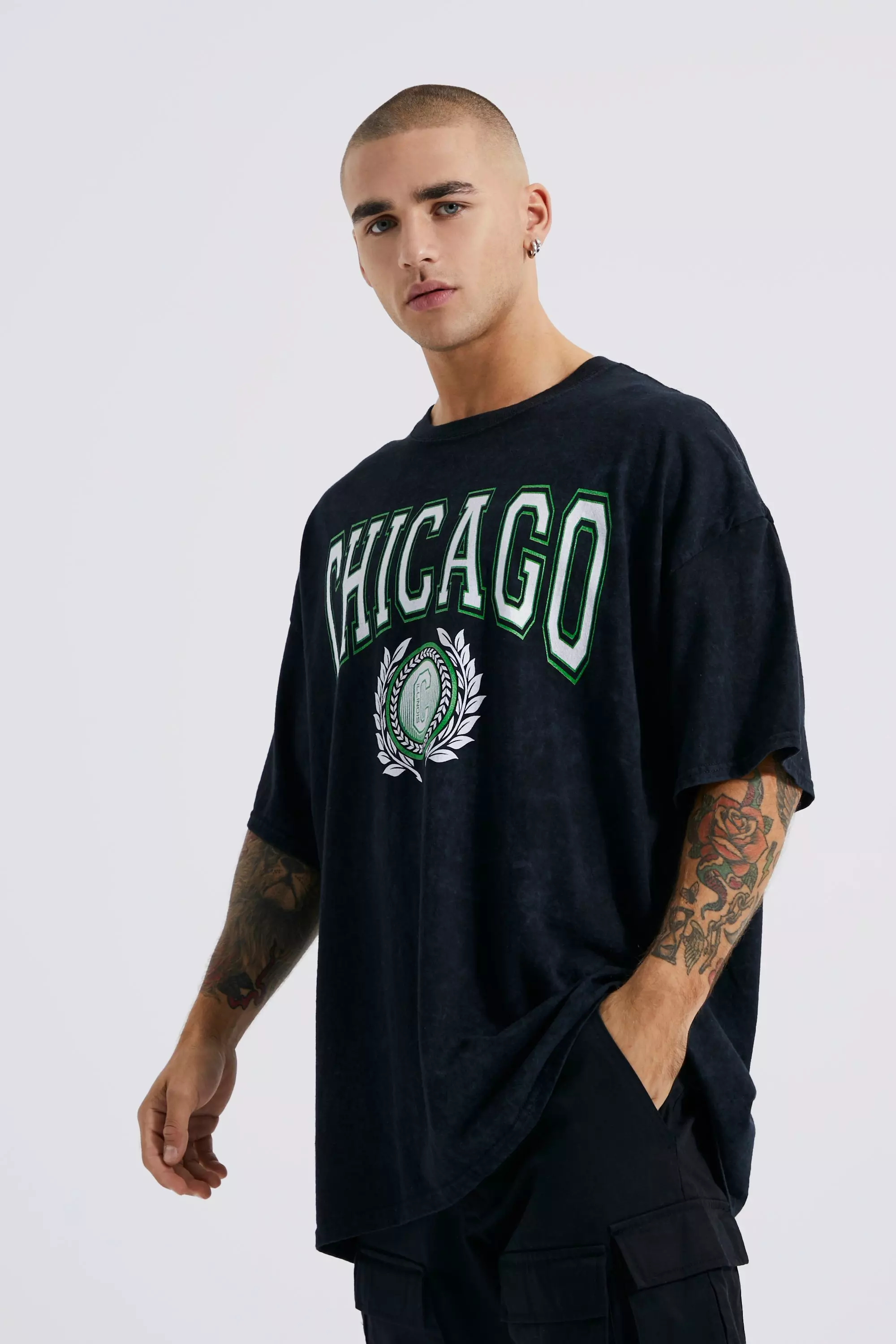 Oversized Chicago Print T-shirt