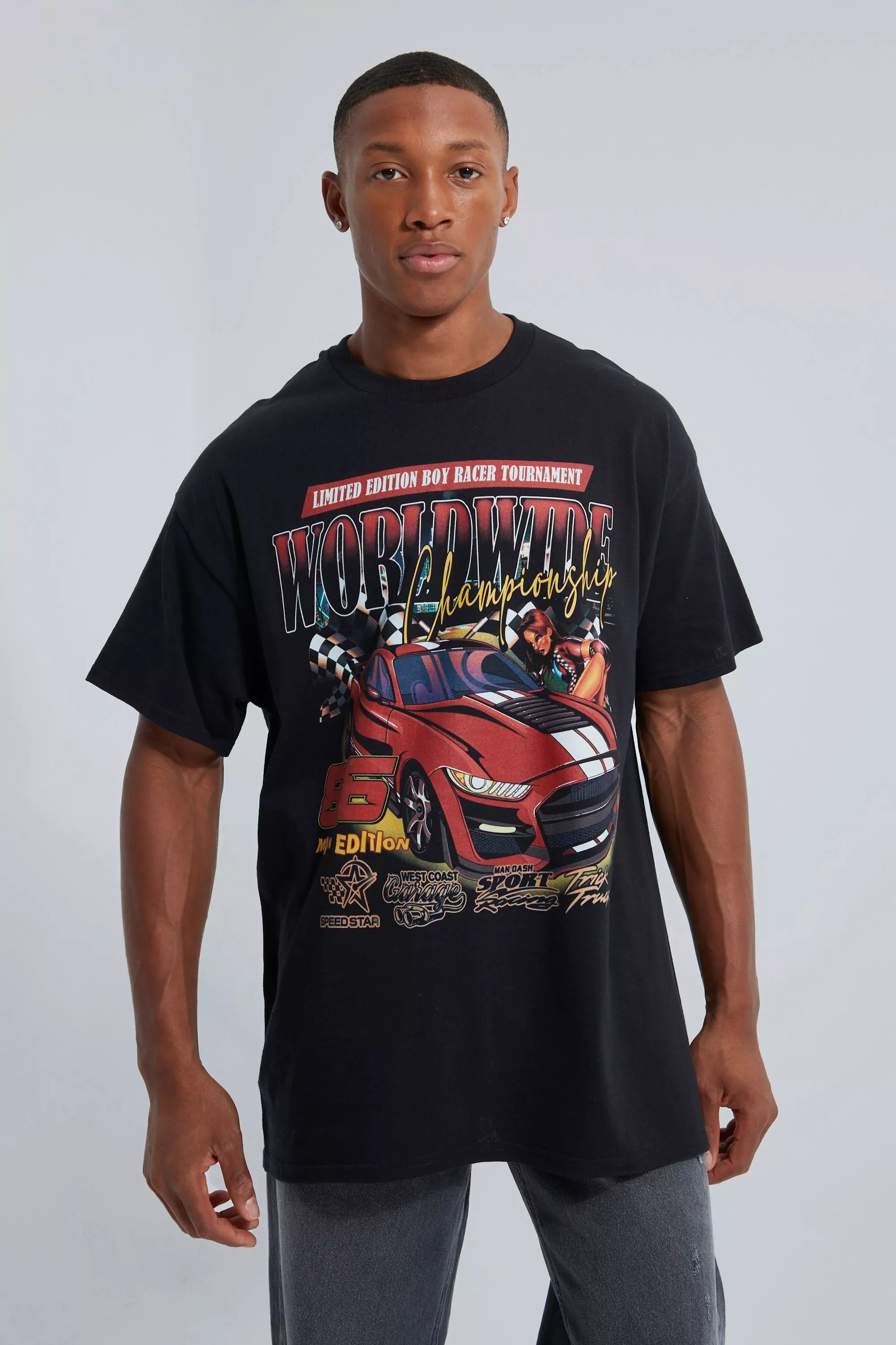 Oversized Worldwide Car Graphic Sweatshirt