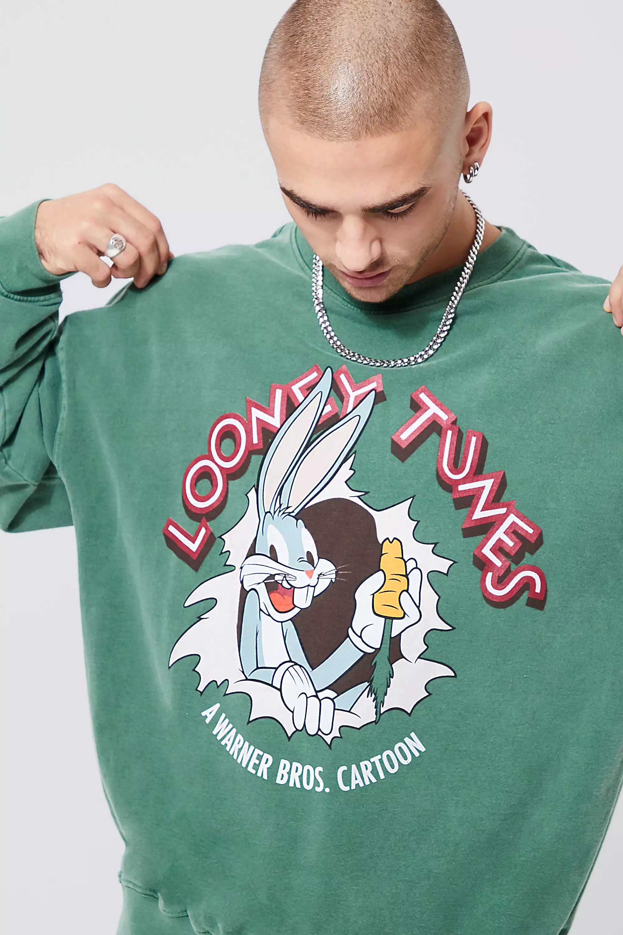 Looney Tunes Men's Bugs Bunny Varsity Crew Sweatshirt