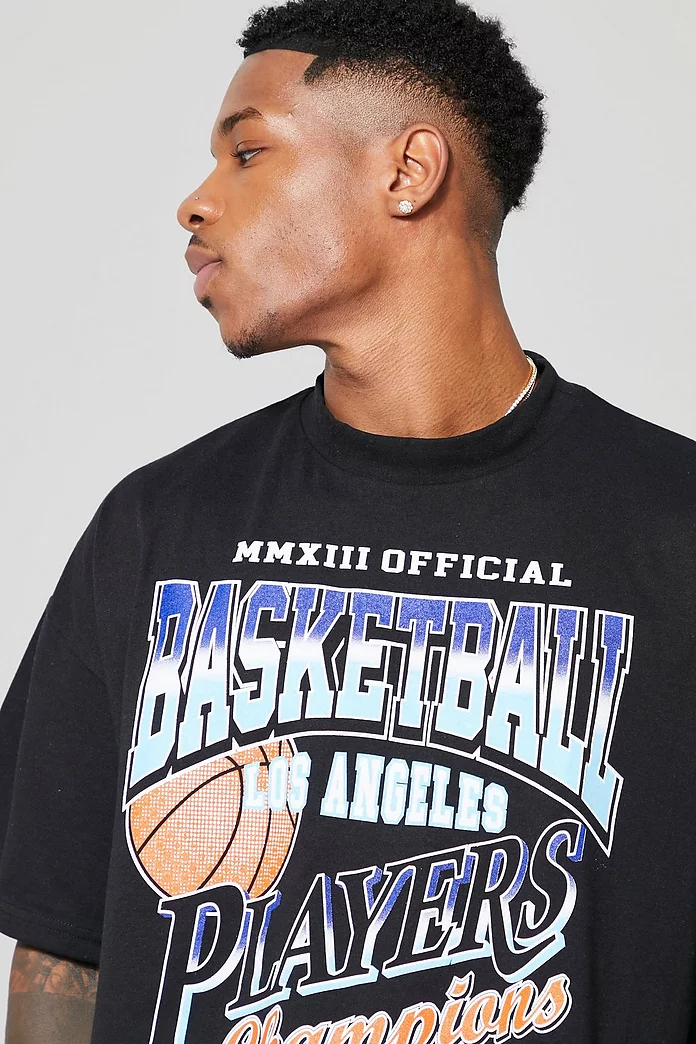 Oversized Basketball Graphic T-shirt | boohooMAN USA