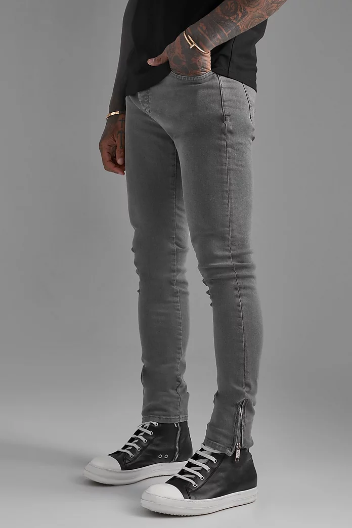 leven knoflook helikopter Skinny Stretch Jeans With Zips | boohooMAN USA