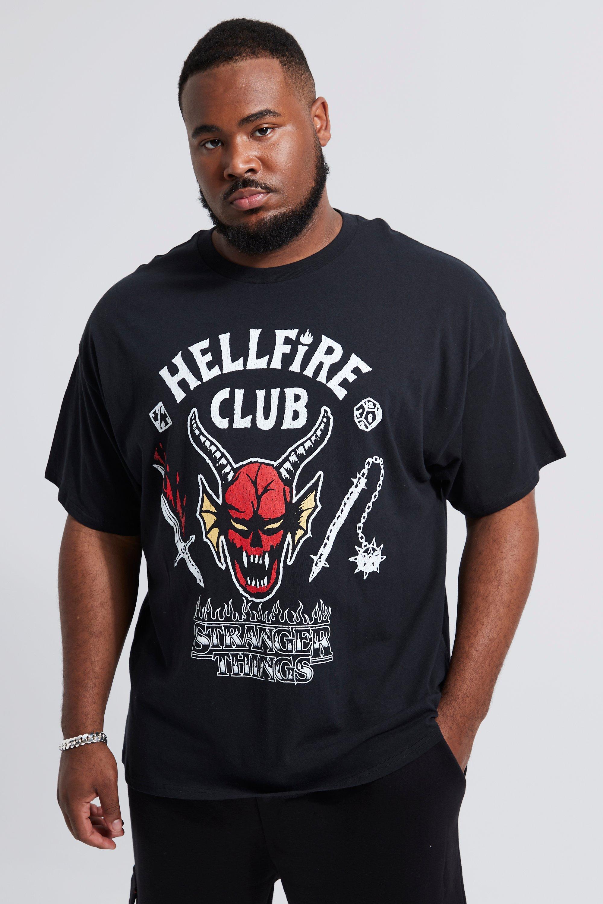 T-shirt Plus Size ufficiale Stranger Things Hellfire Club, Nero