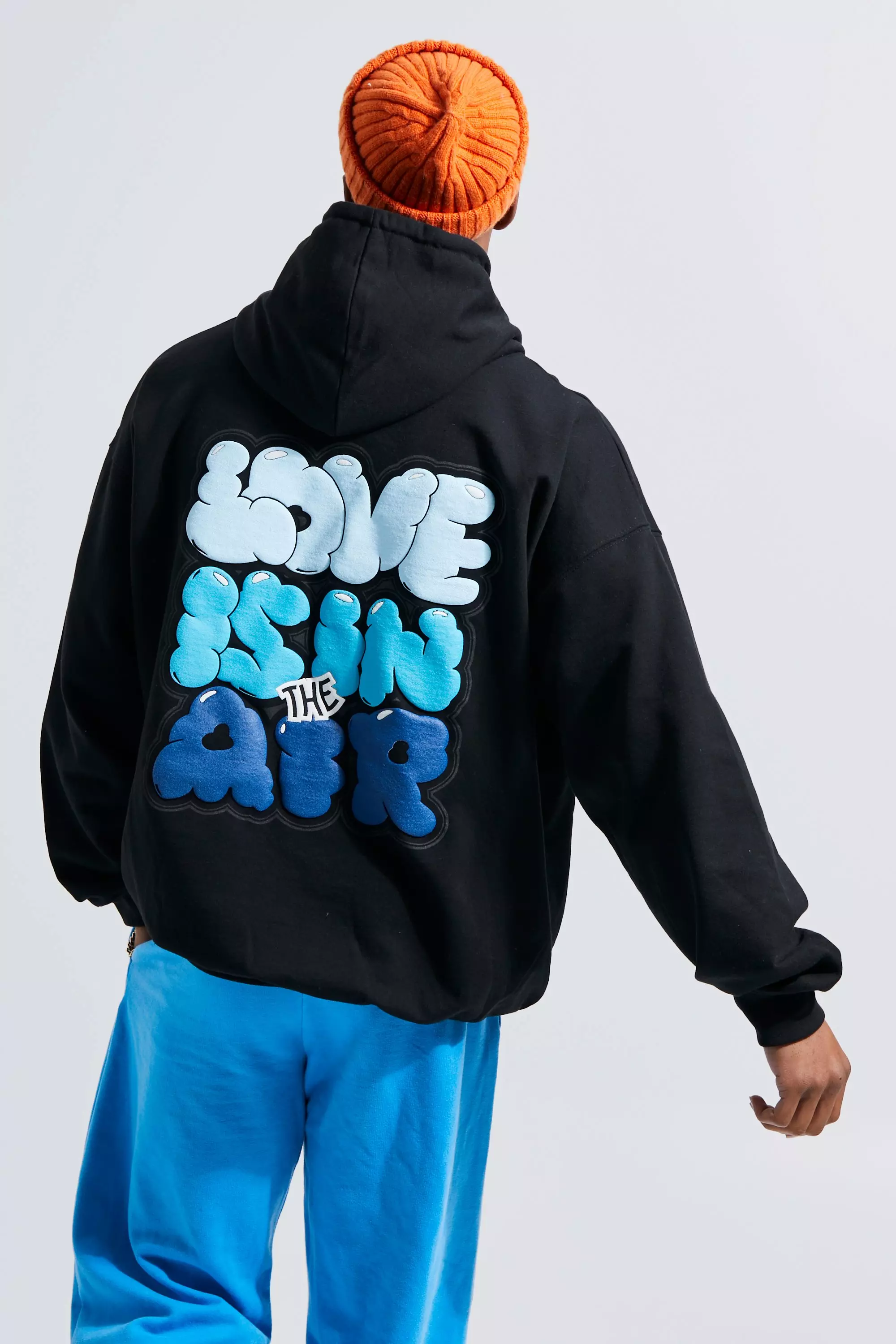 Oversized Love Is In The Air Puff Print Hoodie boohooMAN USA