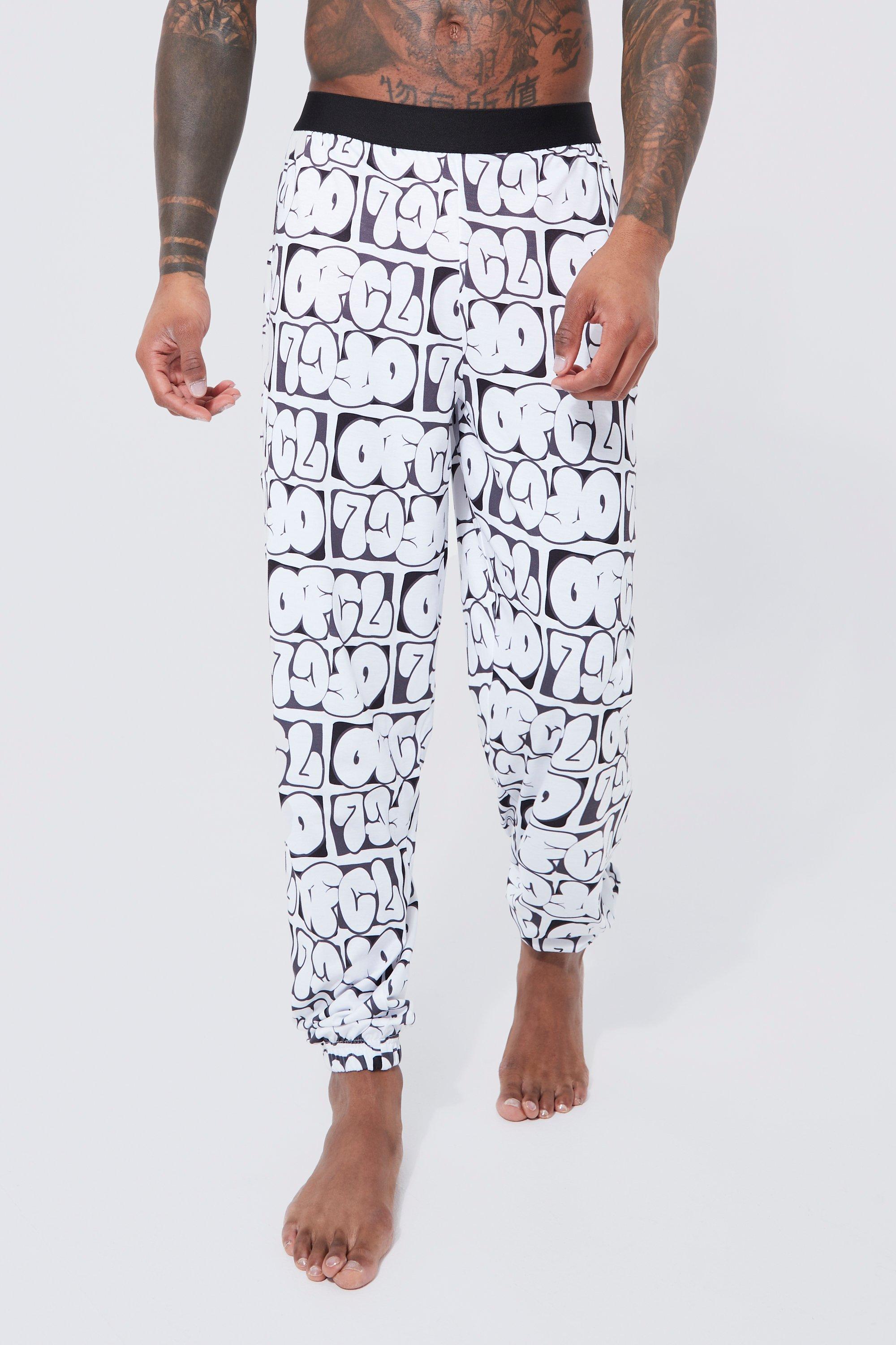 Mens Black Ofcl Print Lounge Joggers, Black