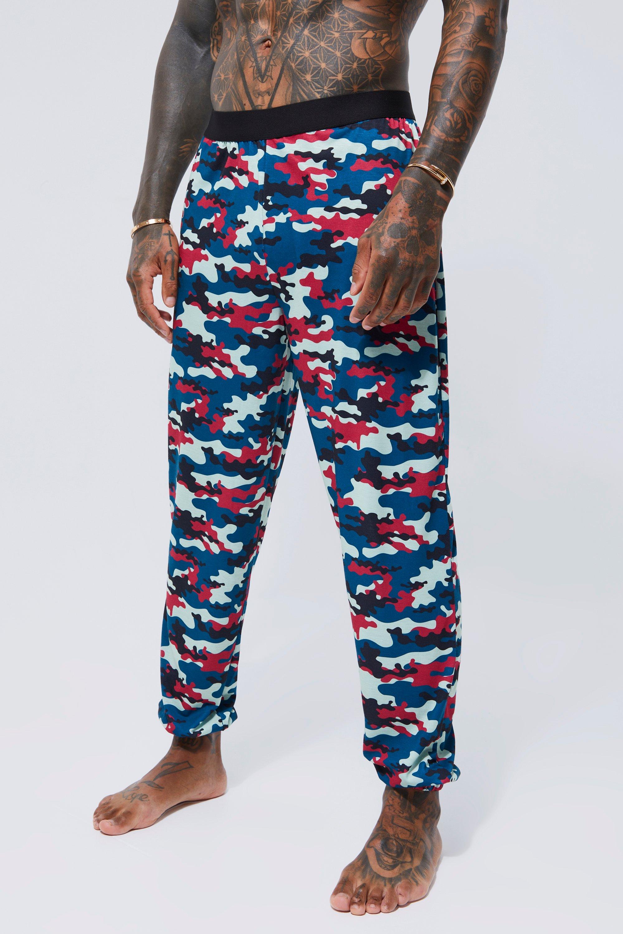 Mens Multi Camo Print Lounge Joggers, Multi