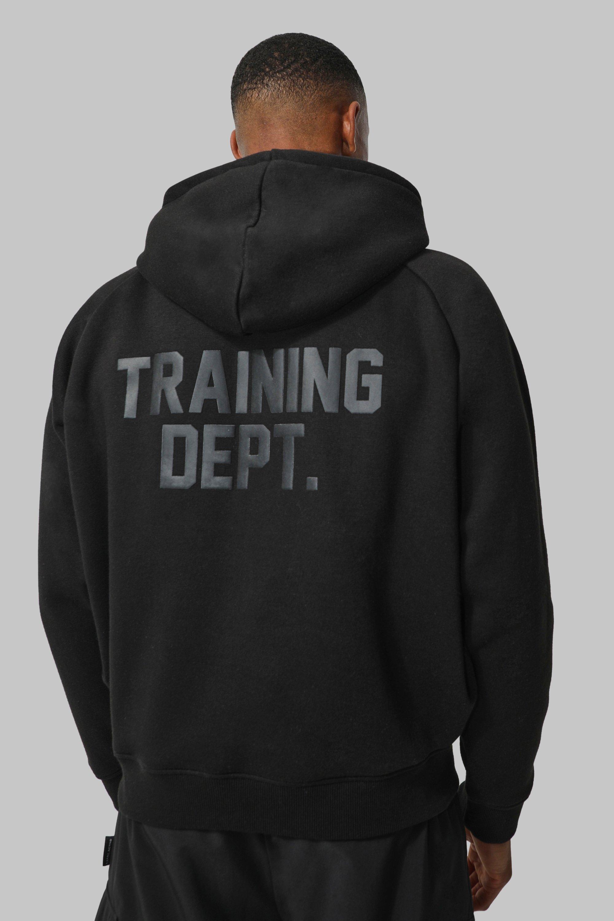 Mens Black Training Dept Boxy Hoodie, Black