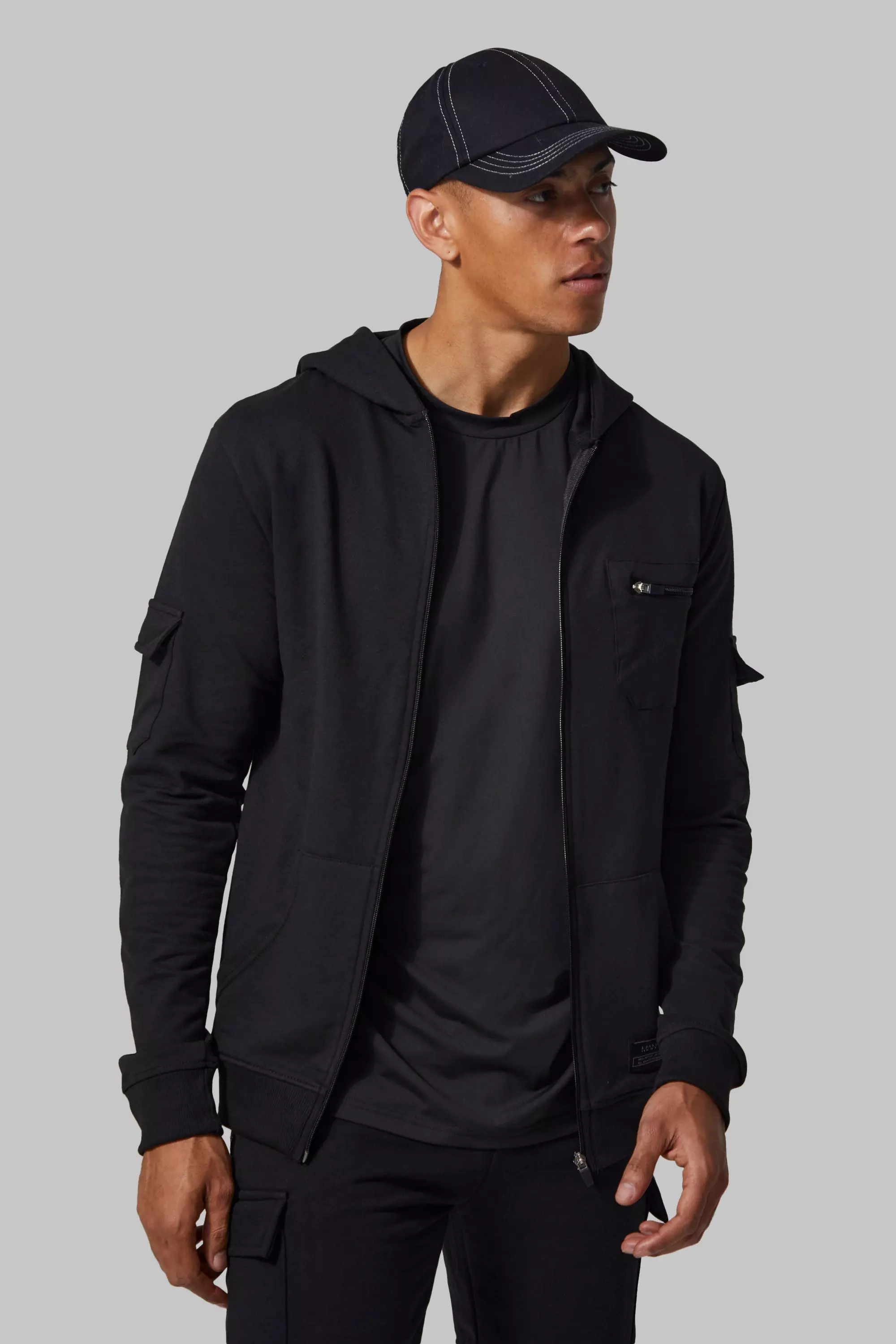 Muscle fit cheap zip hoodie