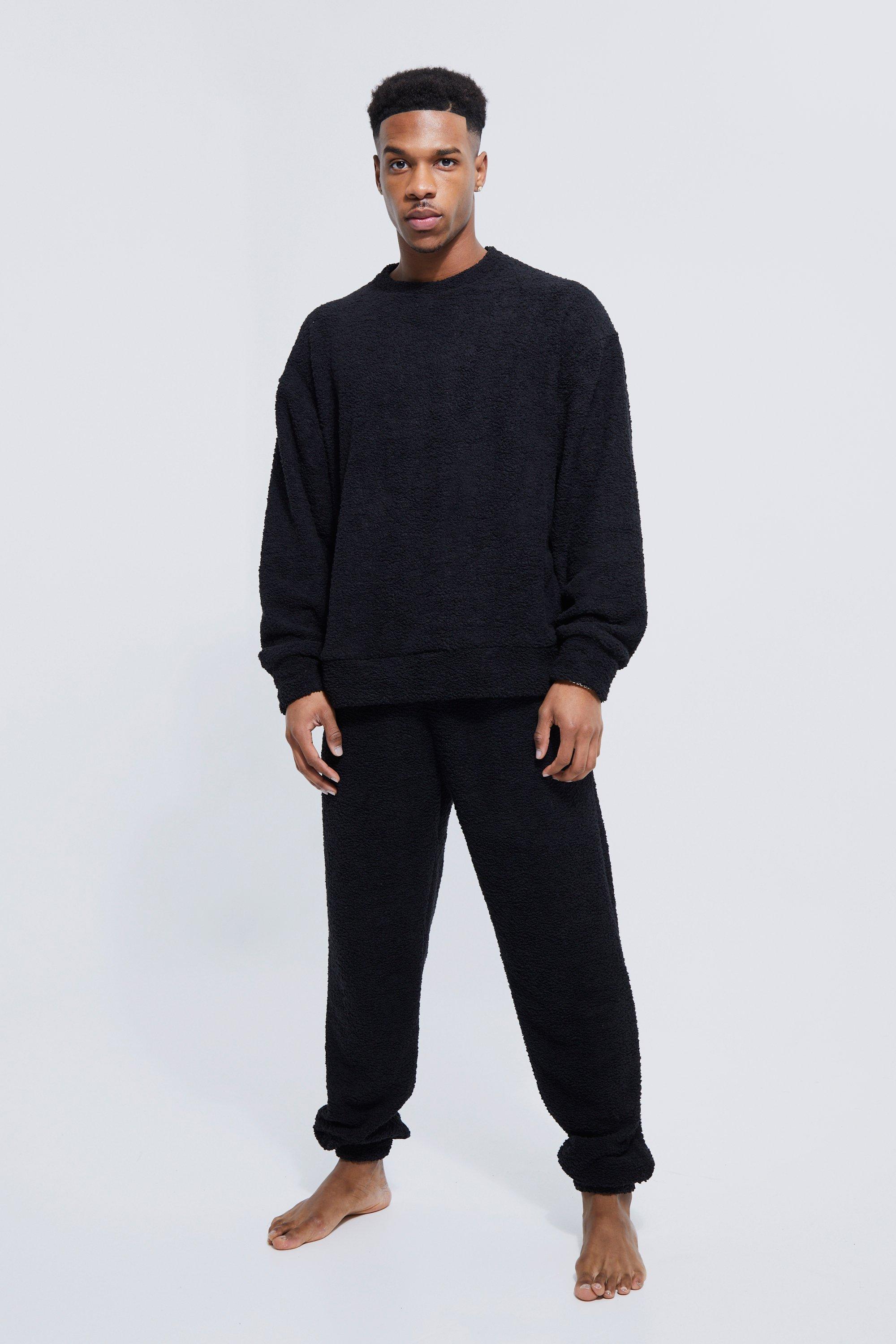 Mens Black Borg Oversized jumper And Jogger Lounge Set, Black