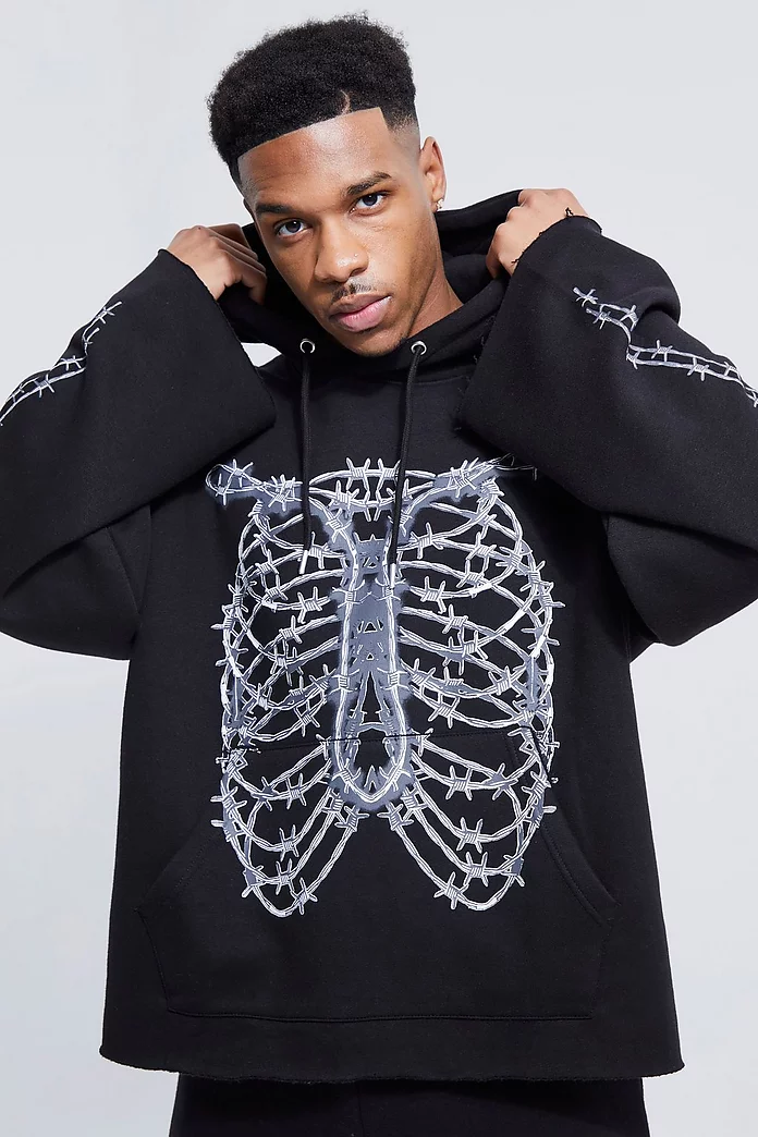 Oversized Boxy Barbed Wire Hoodie