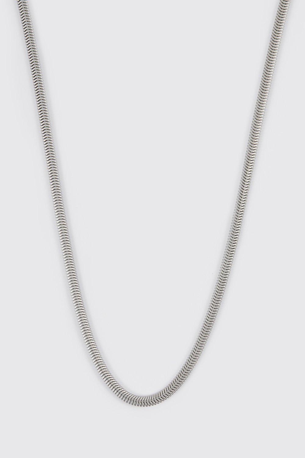 Mens Grey Snake Chain Necklace, Grey