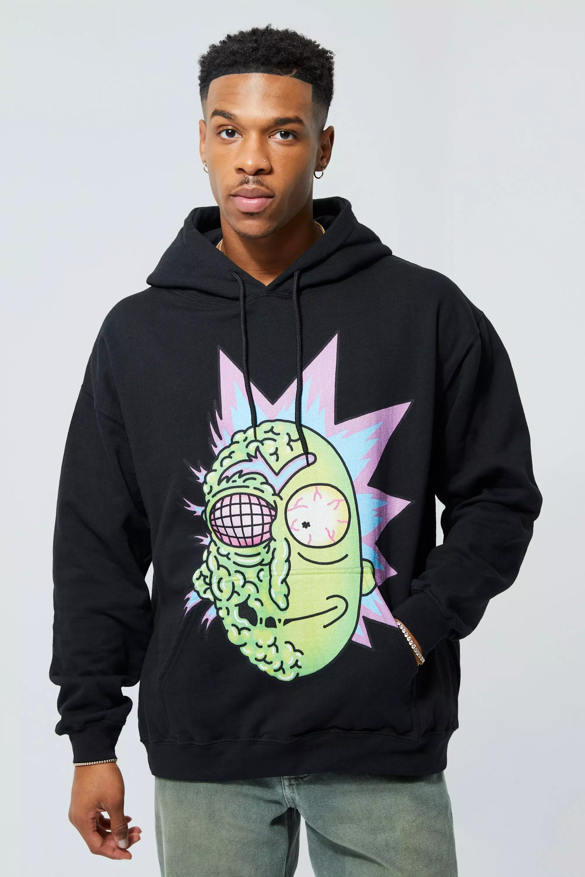 Black rick 2024 and morty hoodie