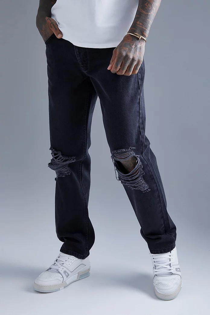 favor Edition Tanzania Straight Leg Ripped Jeans | boohooMAN USA