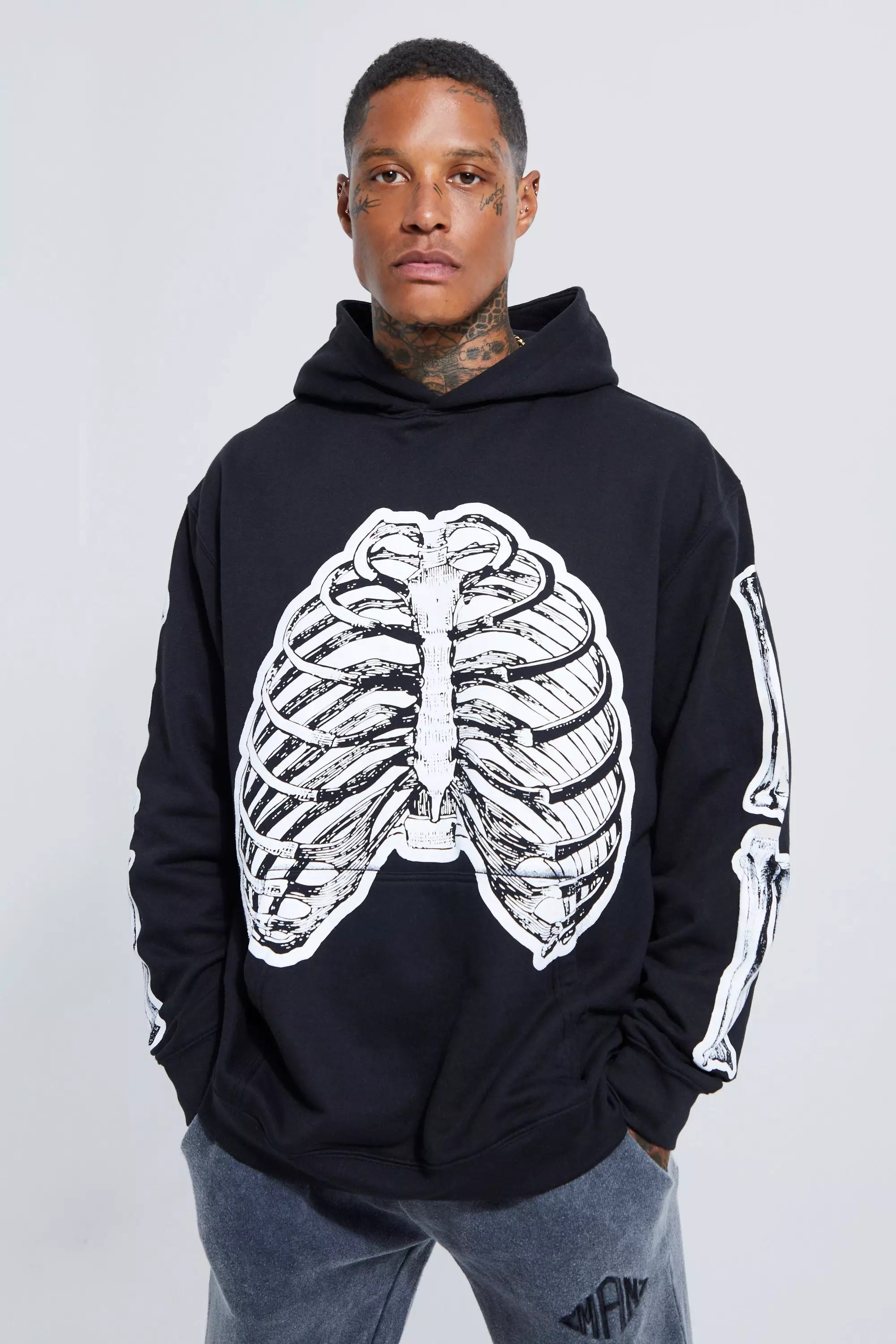 Skeleton best sale print hoodie