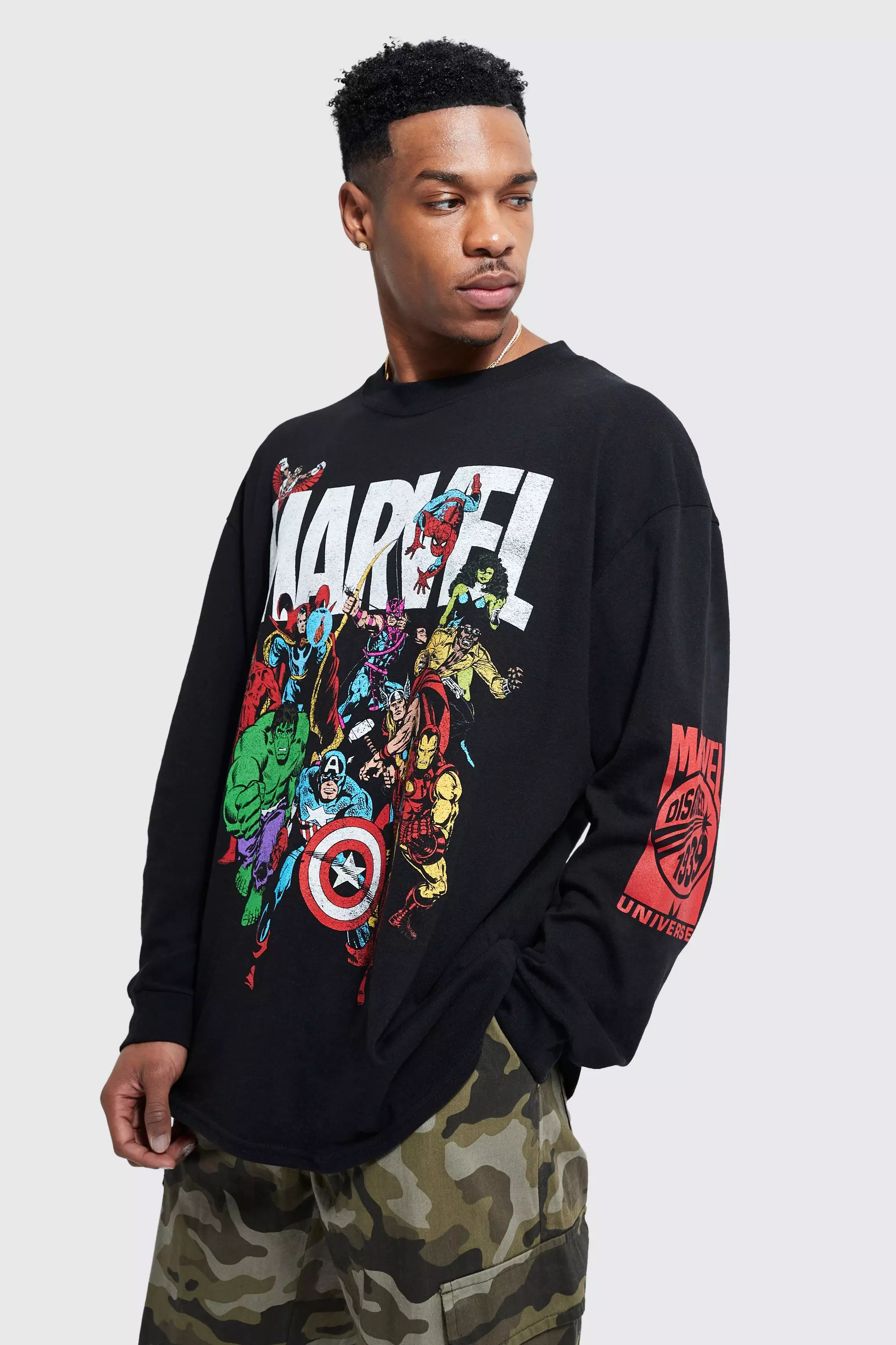 Oversized Marvel License Long Sleeve T-shirt