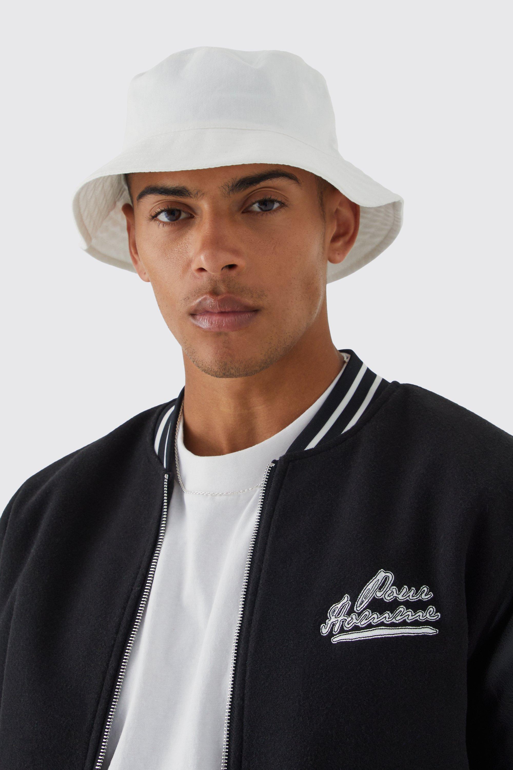 Mens White Essential Bucket Hat, White