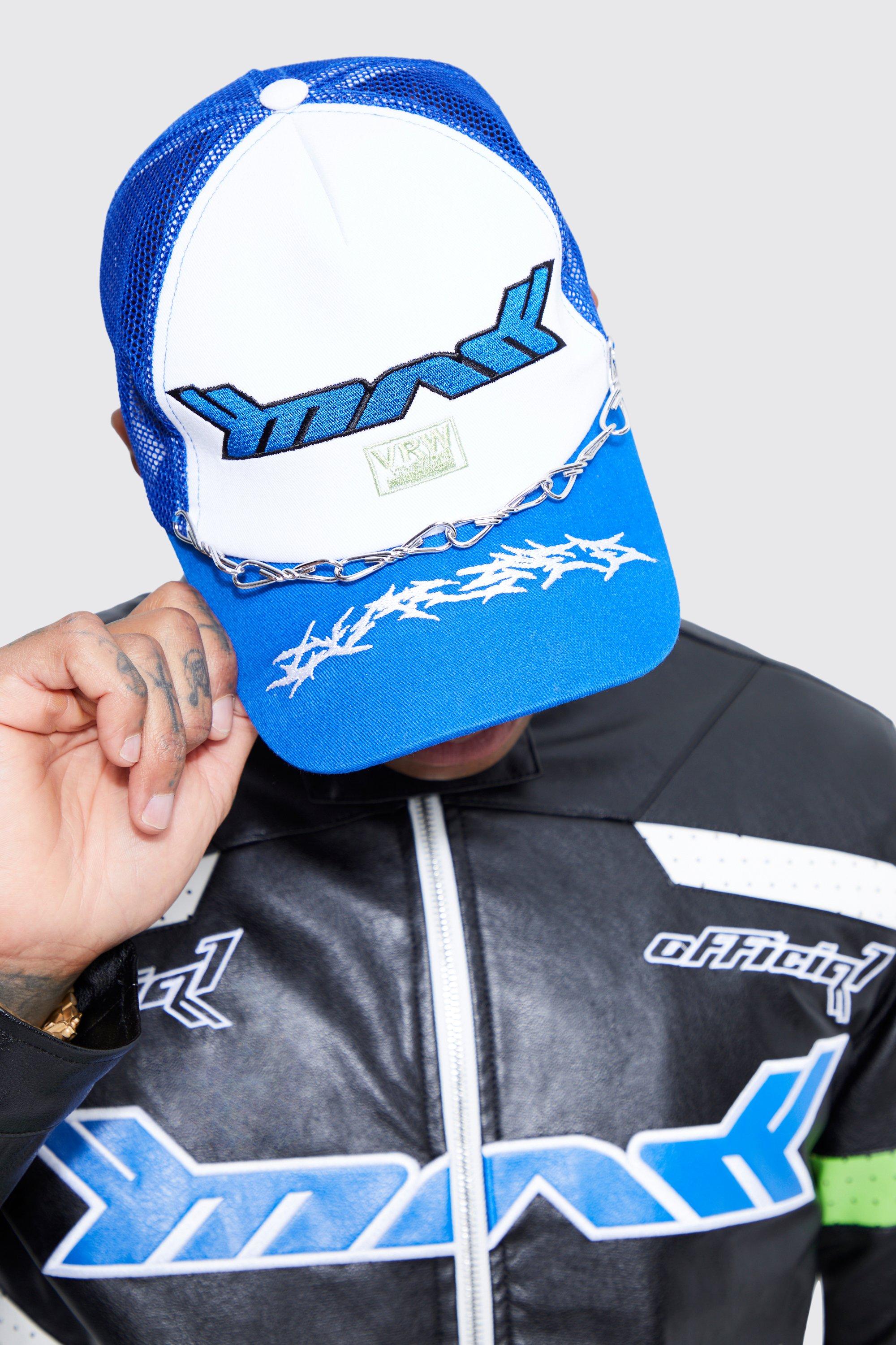 Mens Blue Barbwire Trucker Cap, Blue