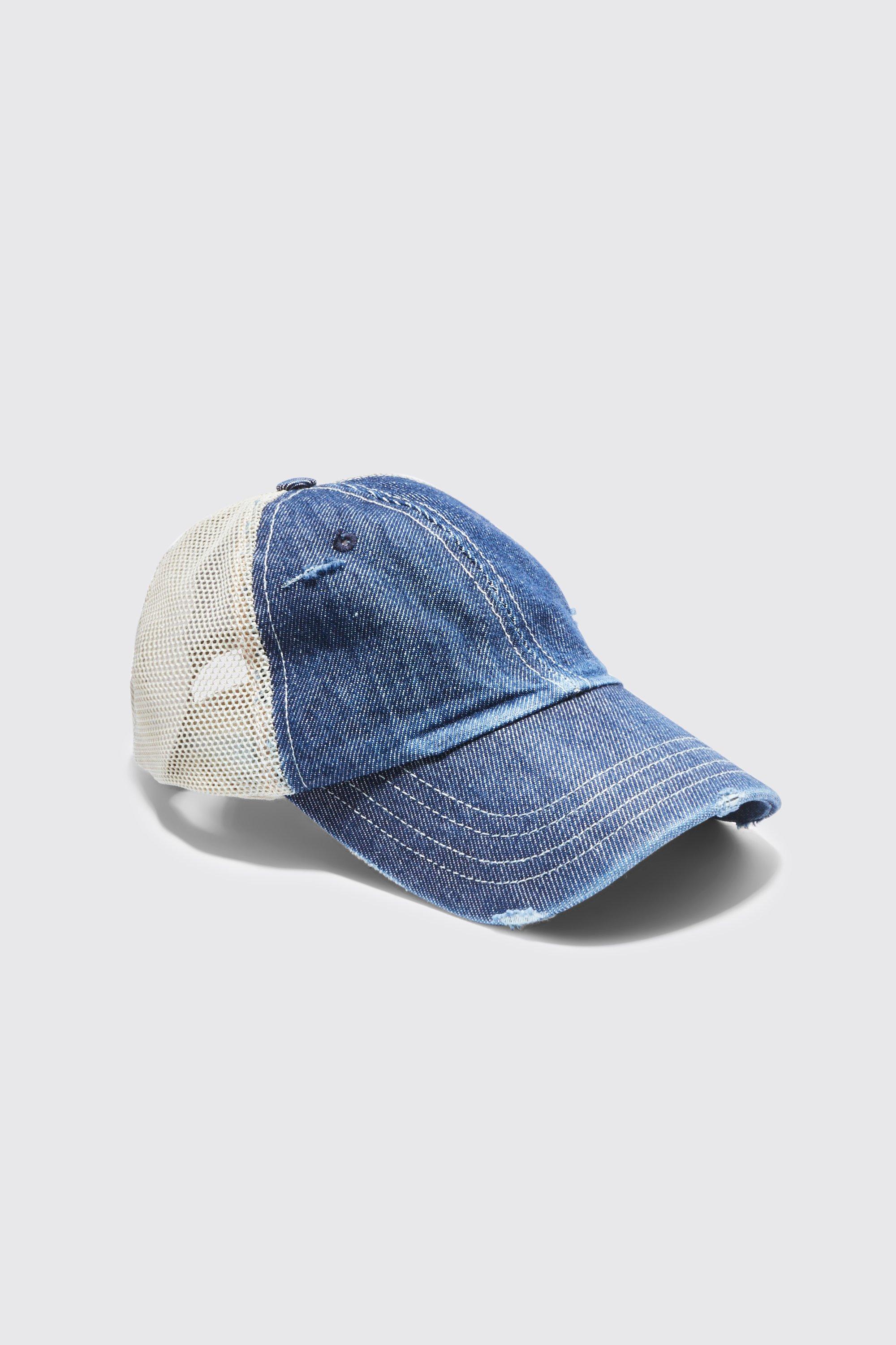 men's washed trucker cap - blue - one size, blue