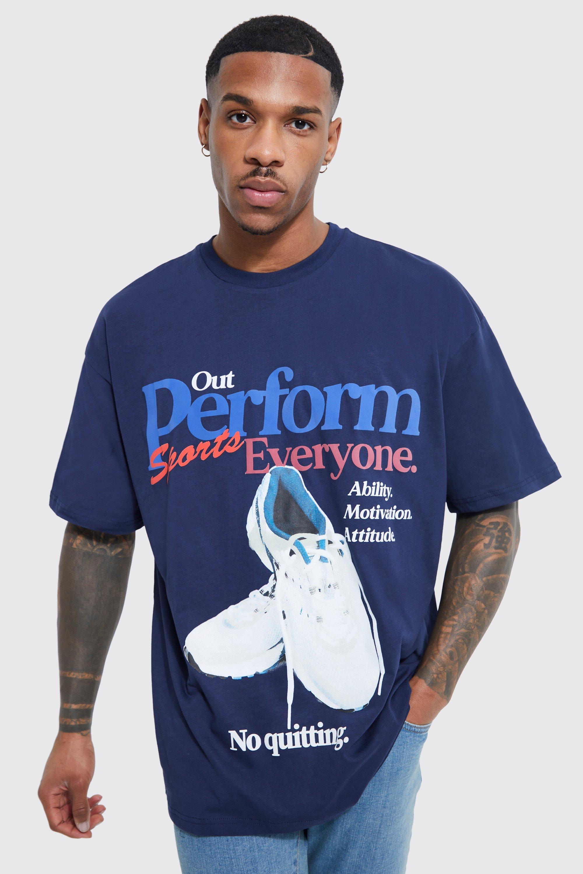 men's oversized half sleeve graphic t-shirt - navy - s, navy