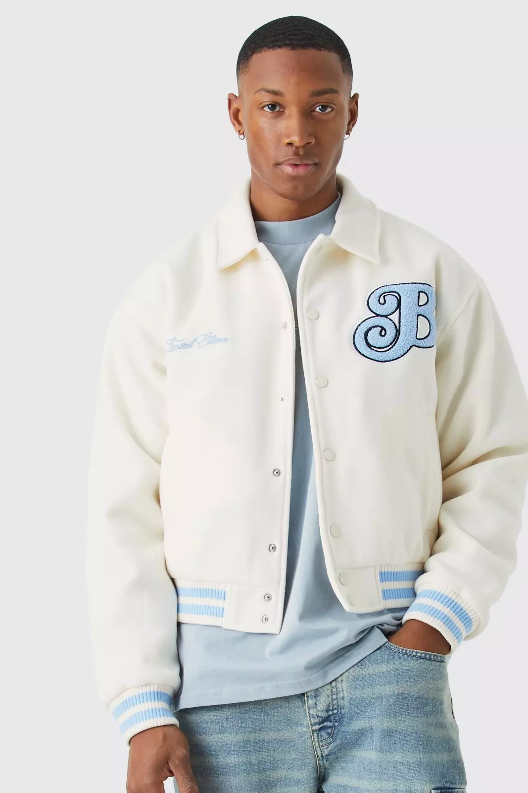 Boxy Melton Varsity Jacket