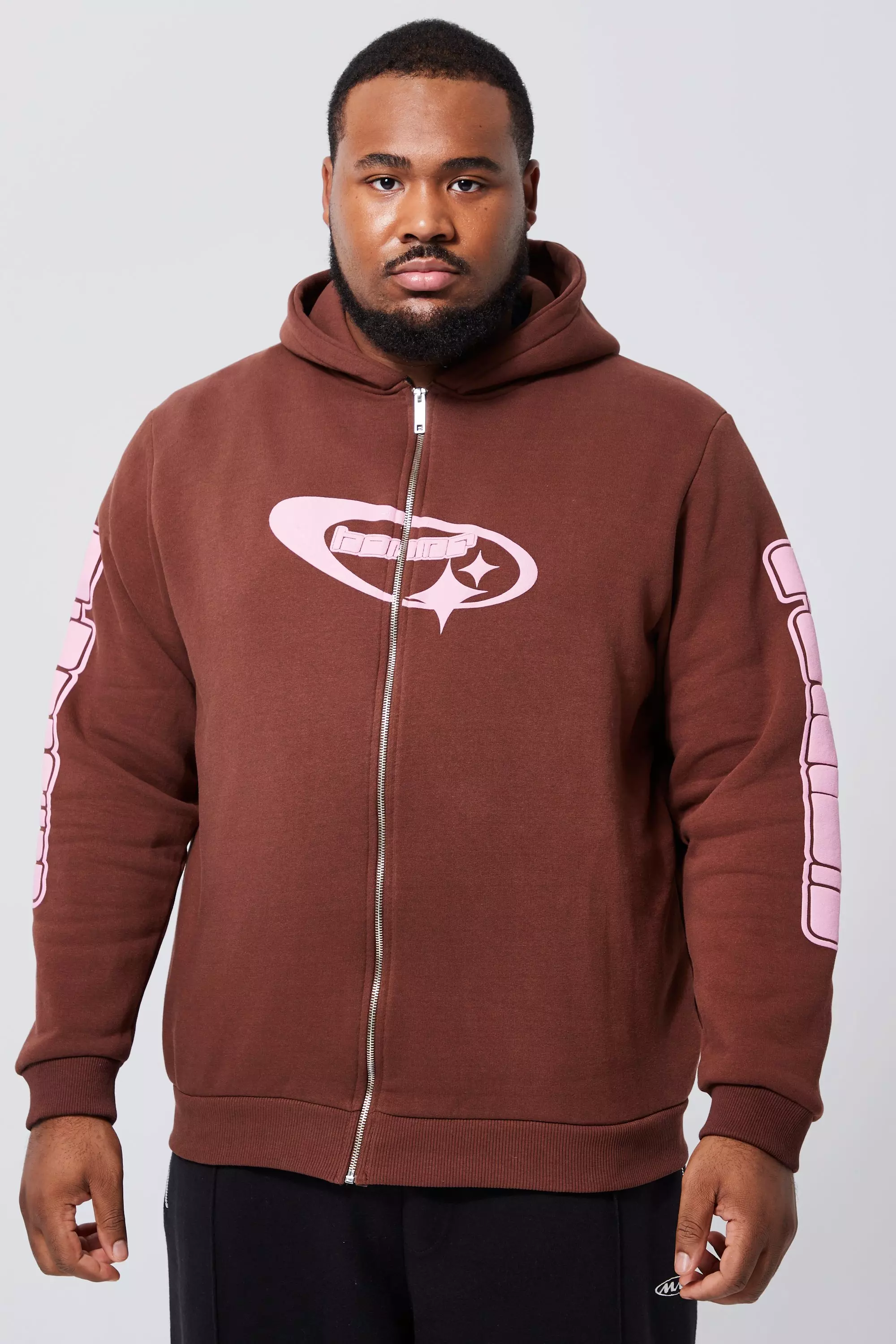 Graphic zipper outlet hoodie