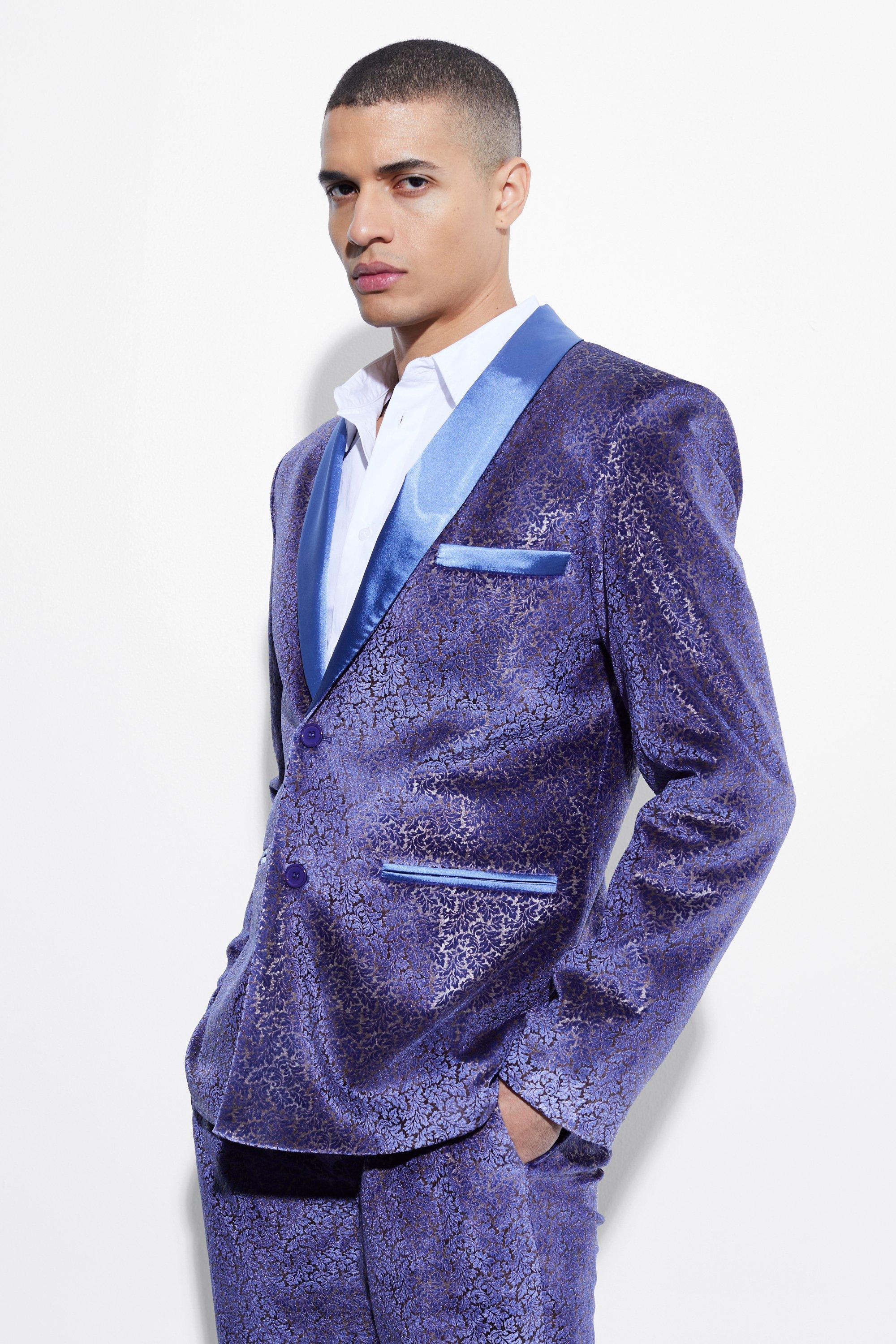 veste de costume cintrée en velours homme - violet - 36, violet