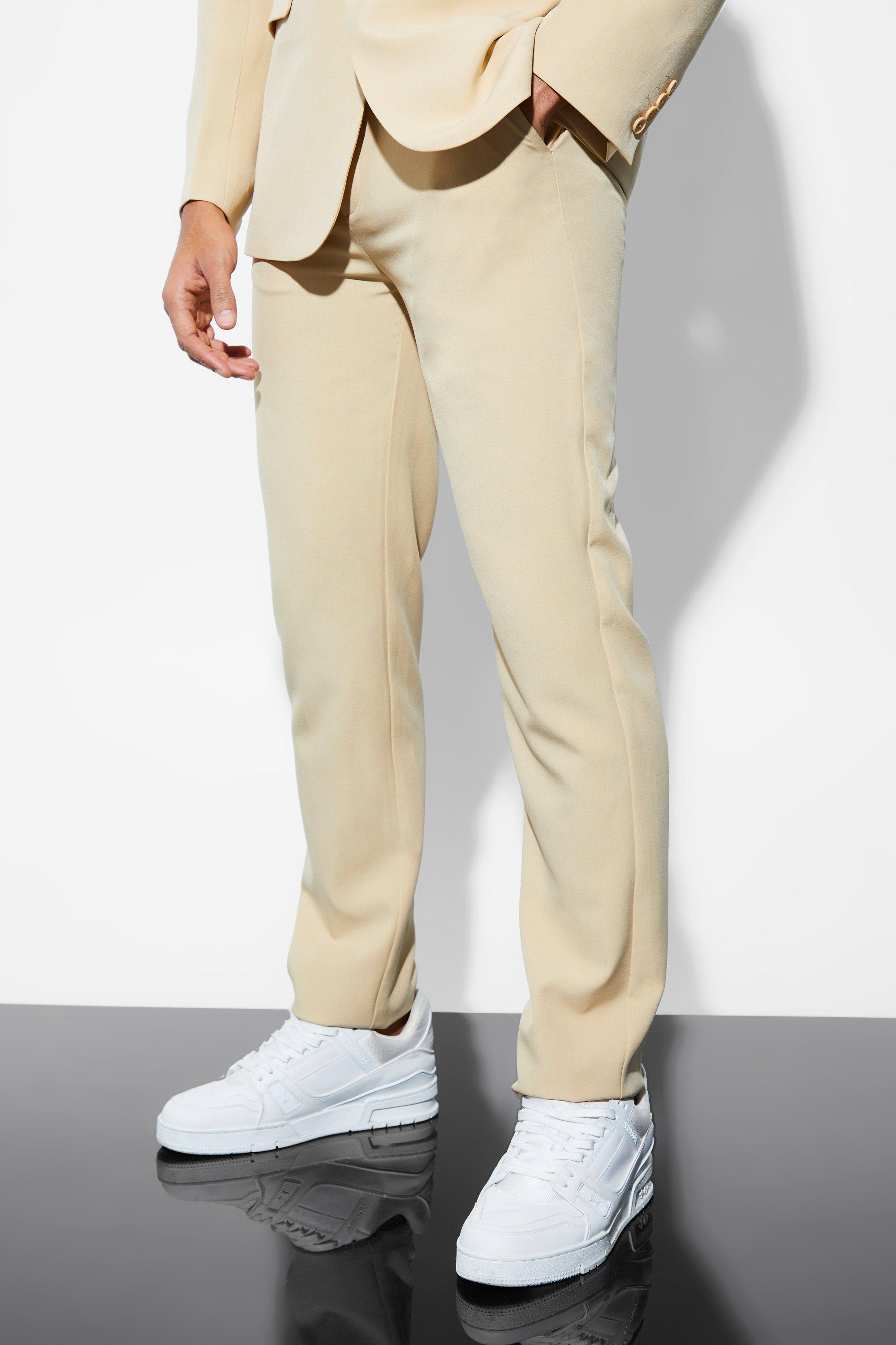 men's straight leg suit trousers - beige - 28, beige