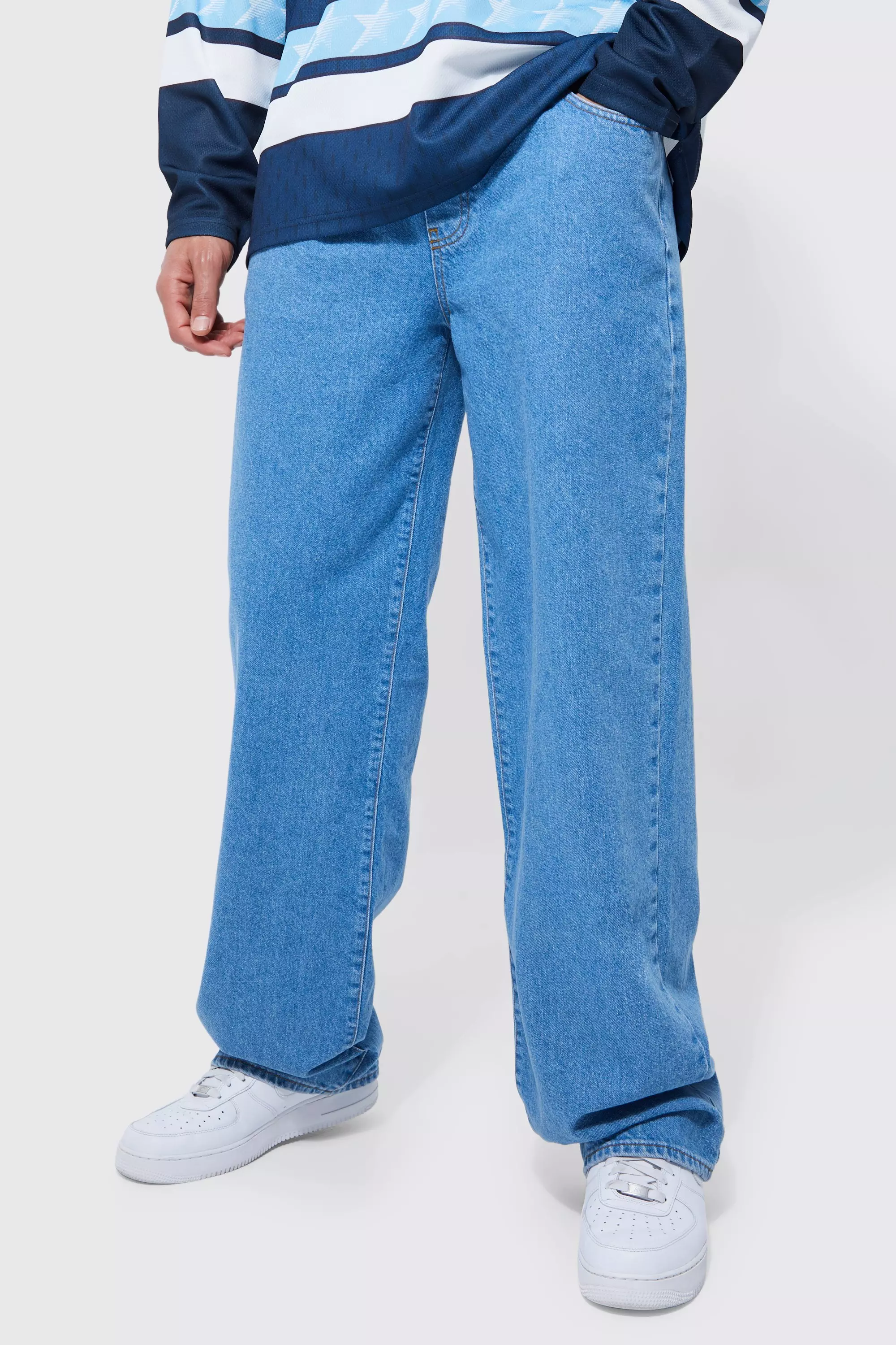 Tall Baggy Fit Drawstring Jeans | boohooMAN