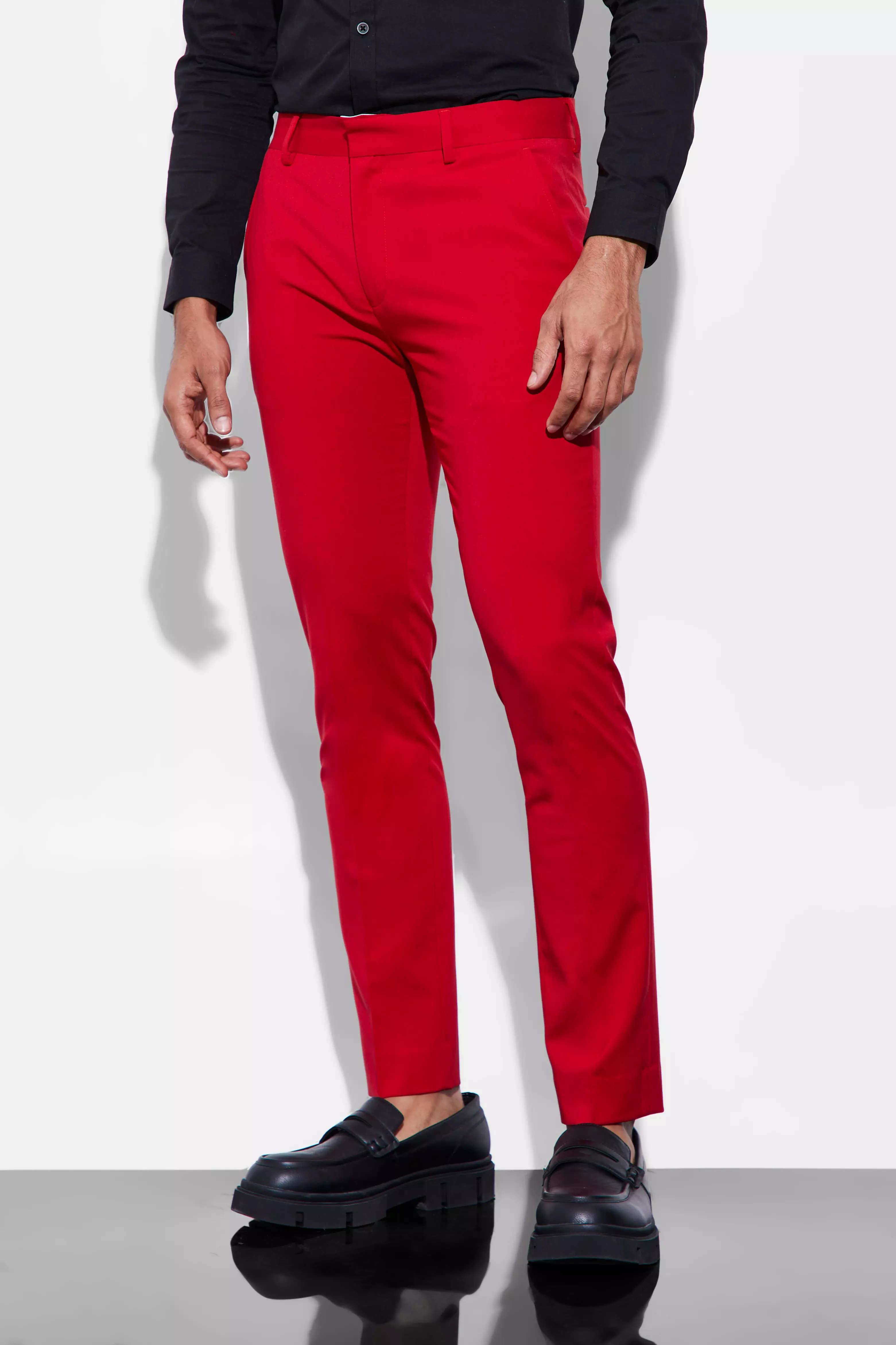 Red slim fit dress hot sale pants