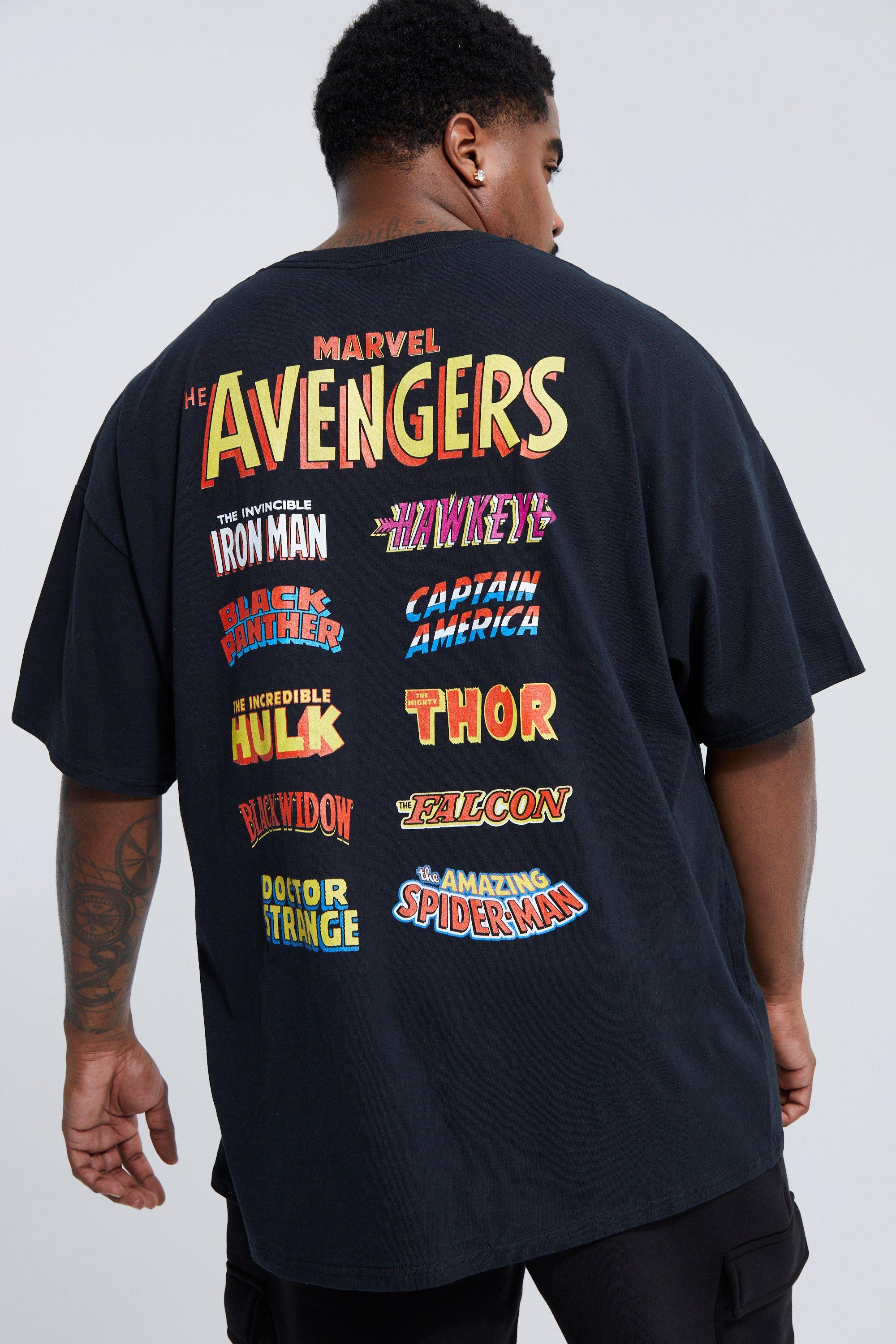Image of T-shirt Plus Size ufficiale Marvel Avengers, Nero