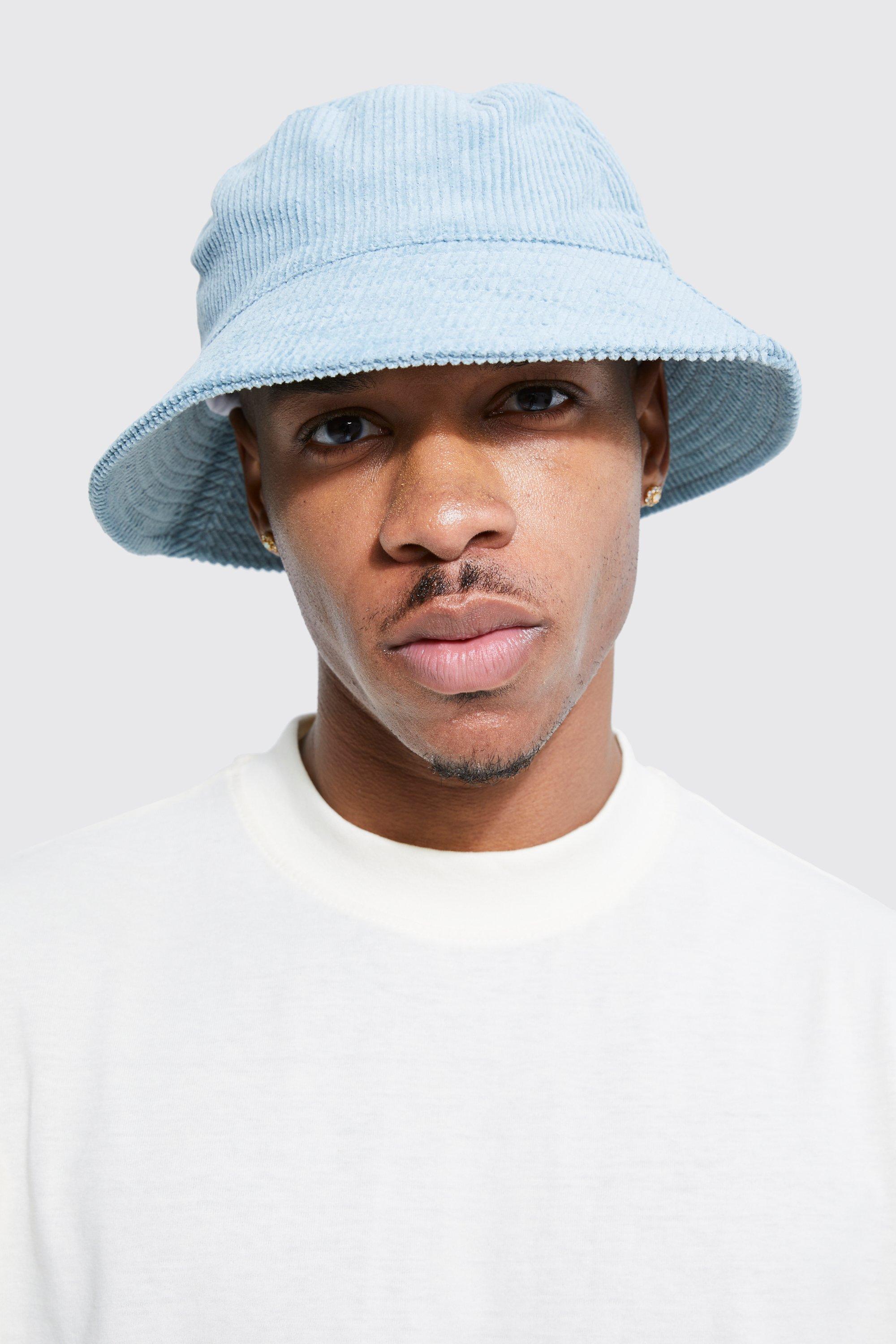 Mens Blue Cord Bucket Hat, Blue