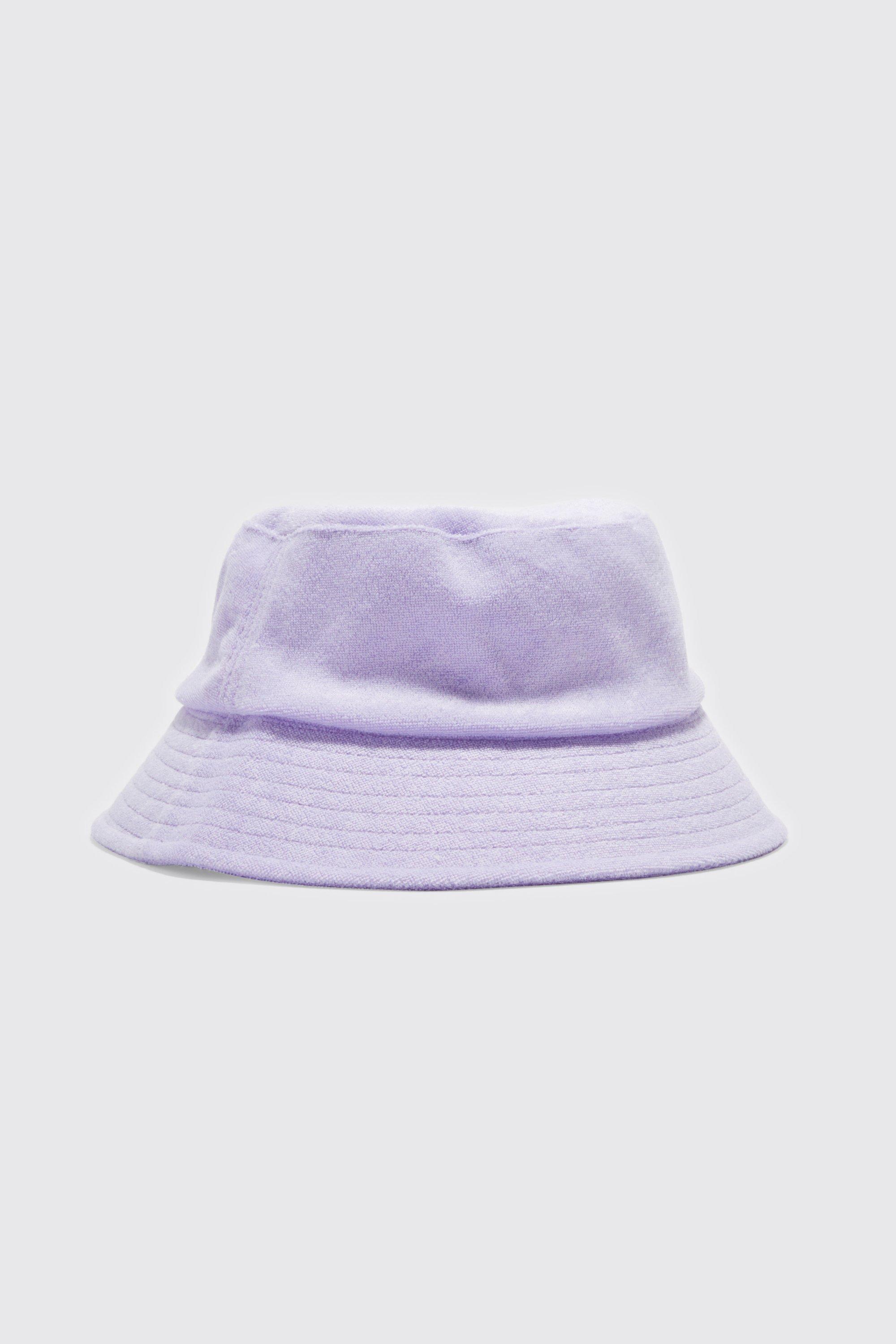 men's plain towelling bucket hat - purple - one size, purple