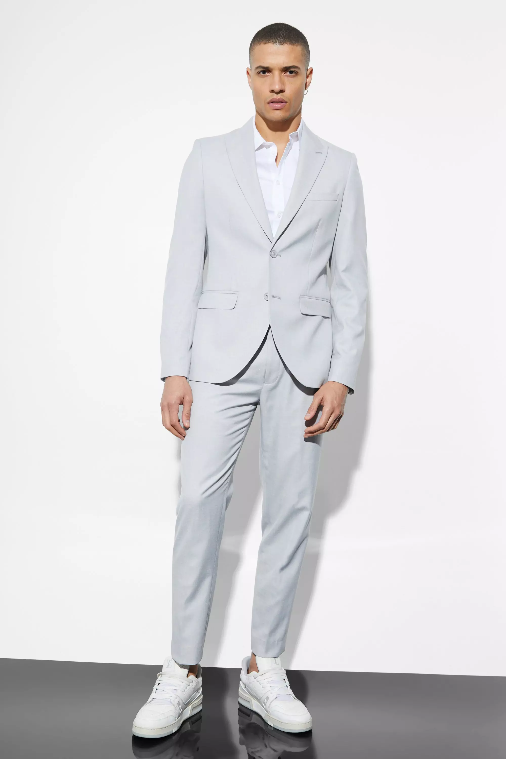 Slim Single Breasted Linen Suit Jacket