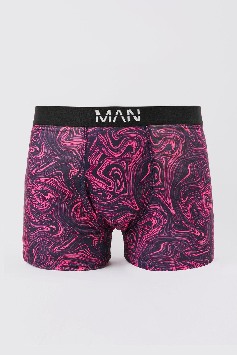 Mens Pink Marbled Printed Boxer, Pink